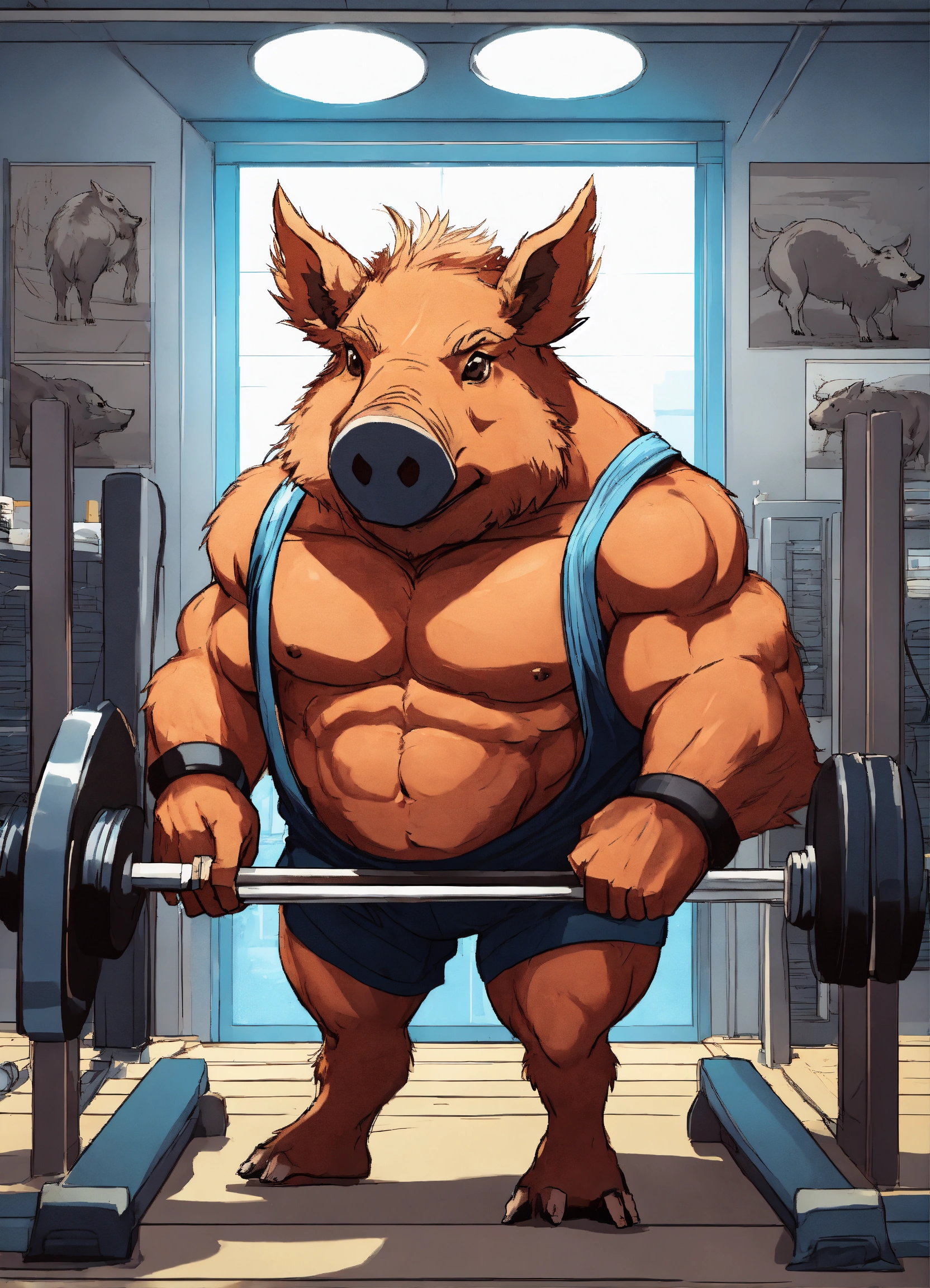 Lexica - Humoristic wild boar doing bodybuilding, amazing high tech ...