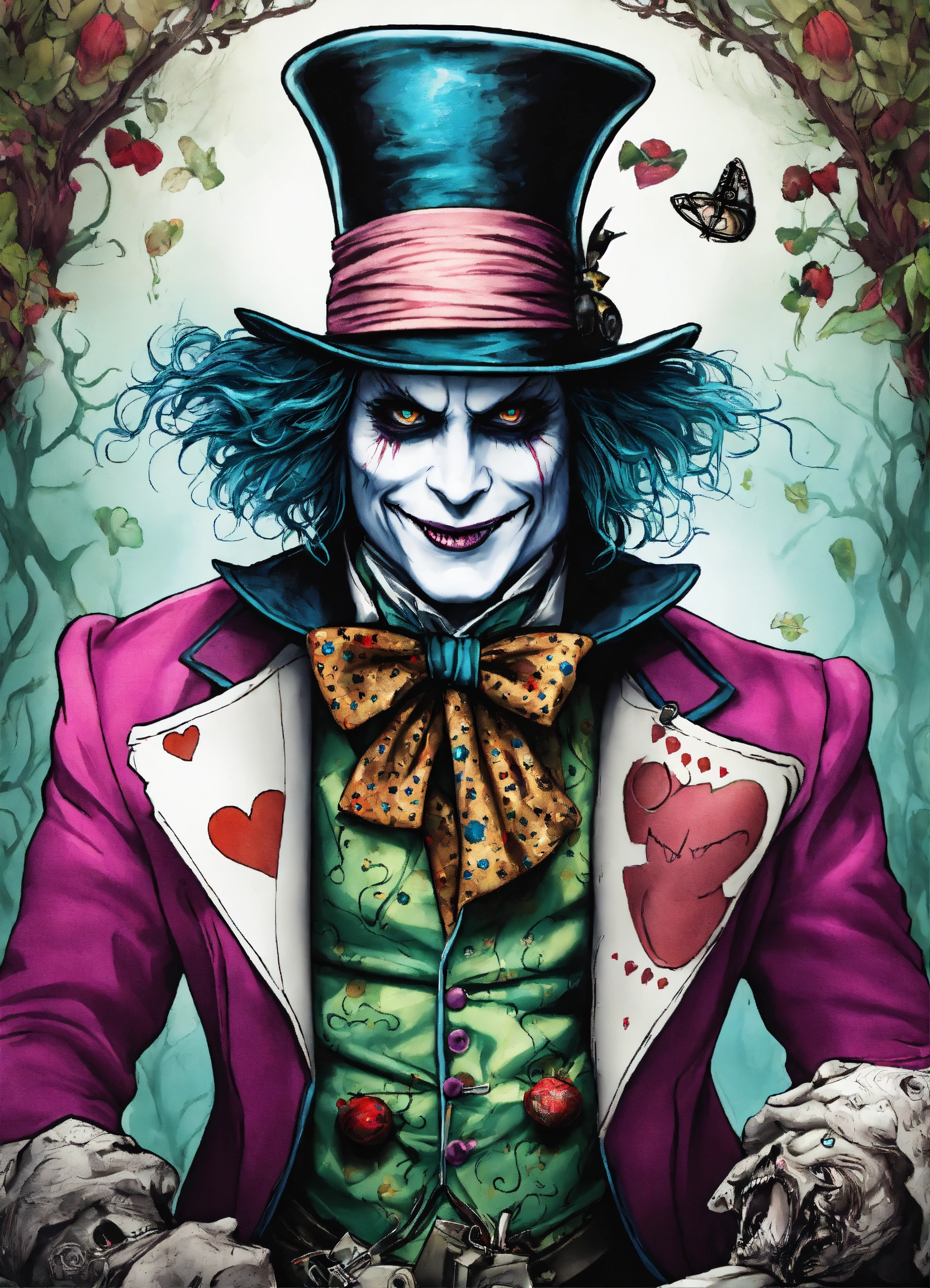 Lexica - SCARY COLORING BOOK, SINISTER MAD HATTER IN WONDERLAND