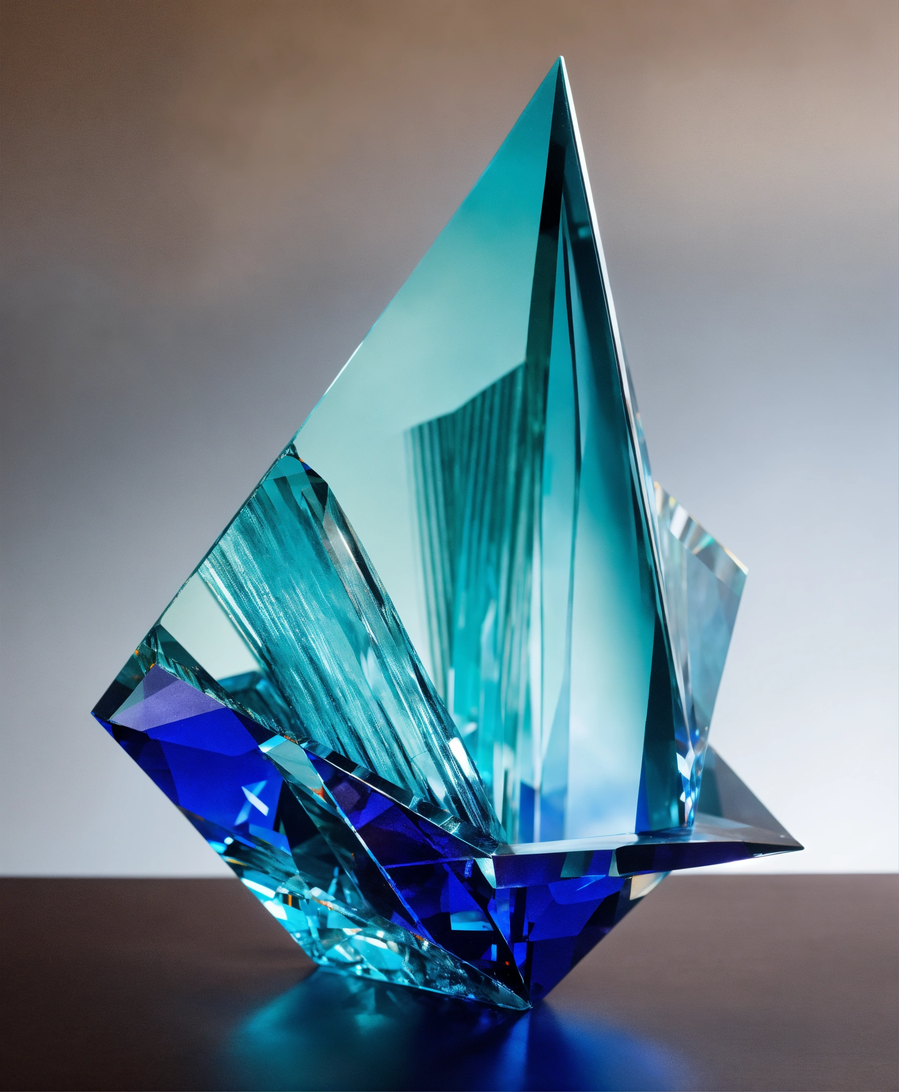 Lexica - Unique crystal abstract tabletop sculpture, cerulean crystal