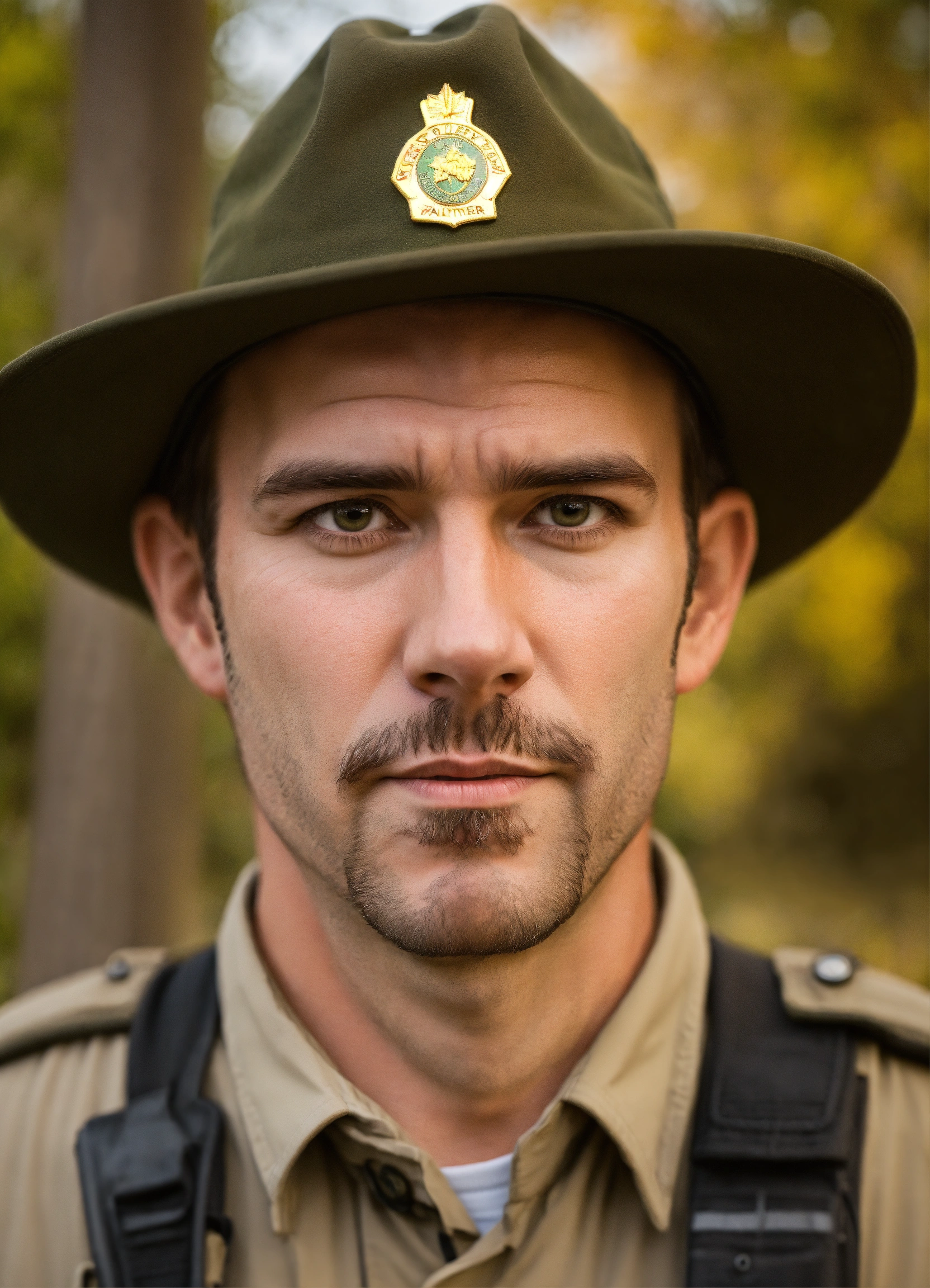 Lexica - Scared Canadian park ranger man, FRONT VIEW, casual clothes ...