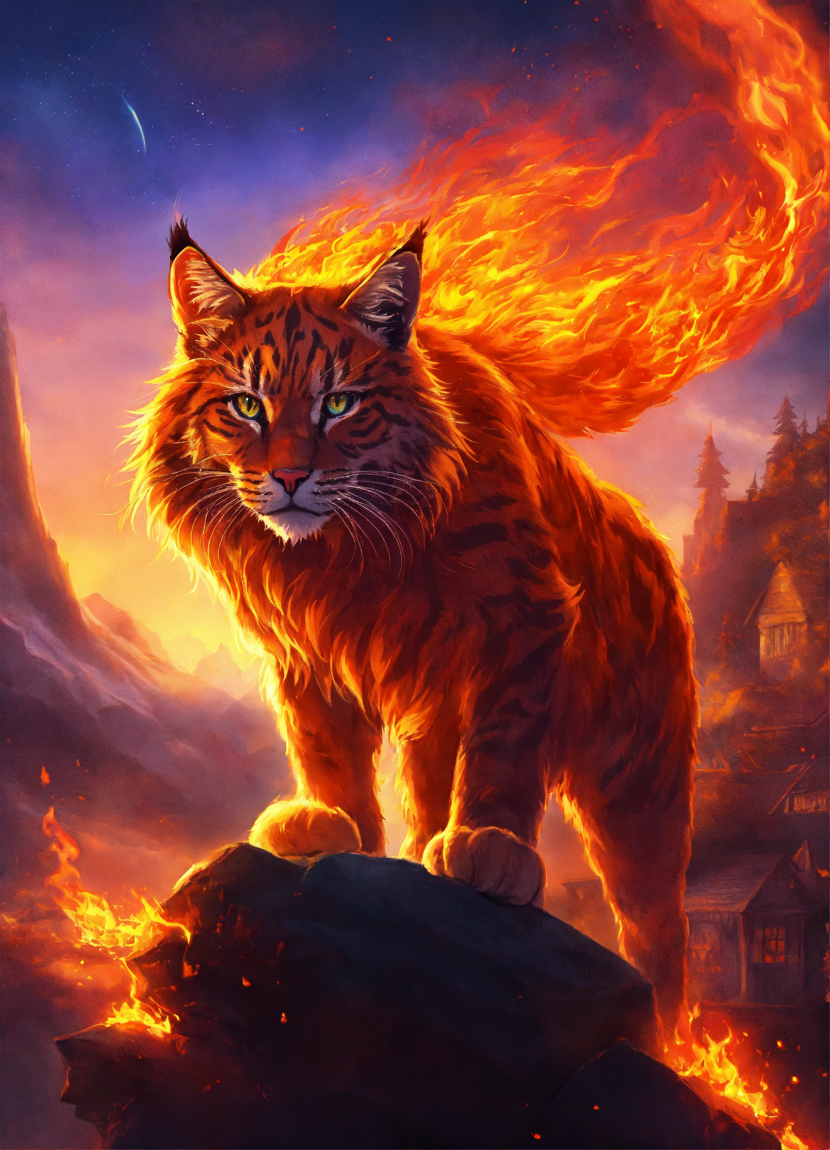 Lexica - A magical wildcat made of fire