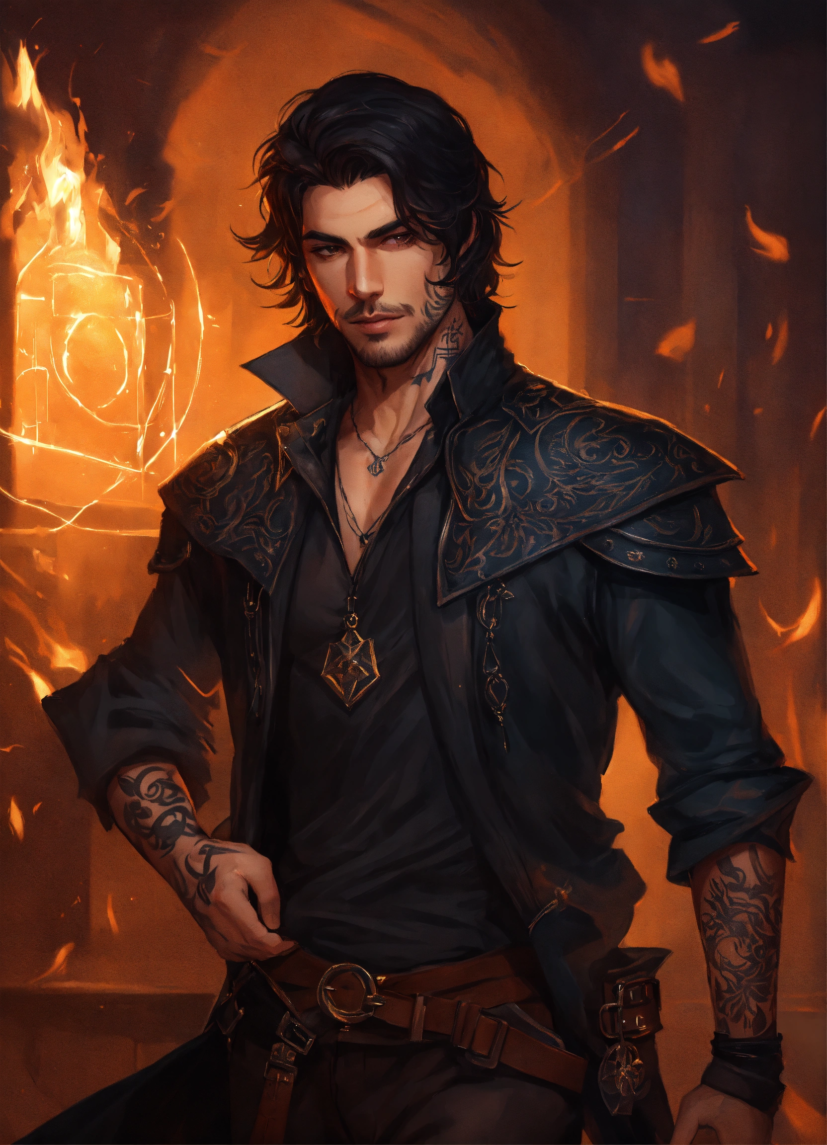Lexica - A handsome rogue with dark magic and medium length dark hair ...