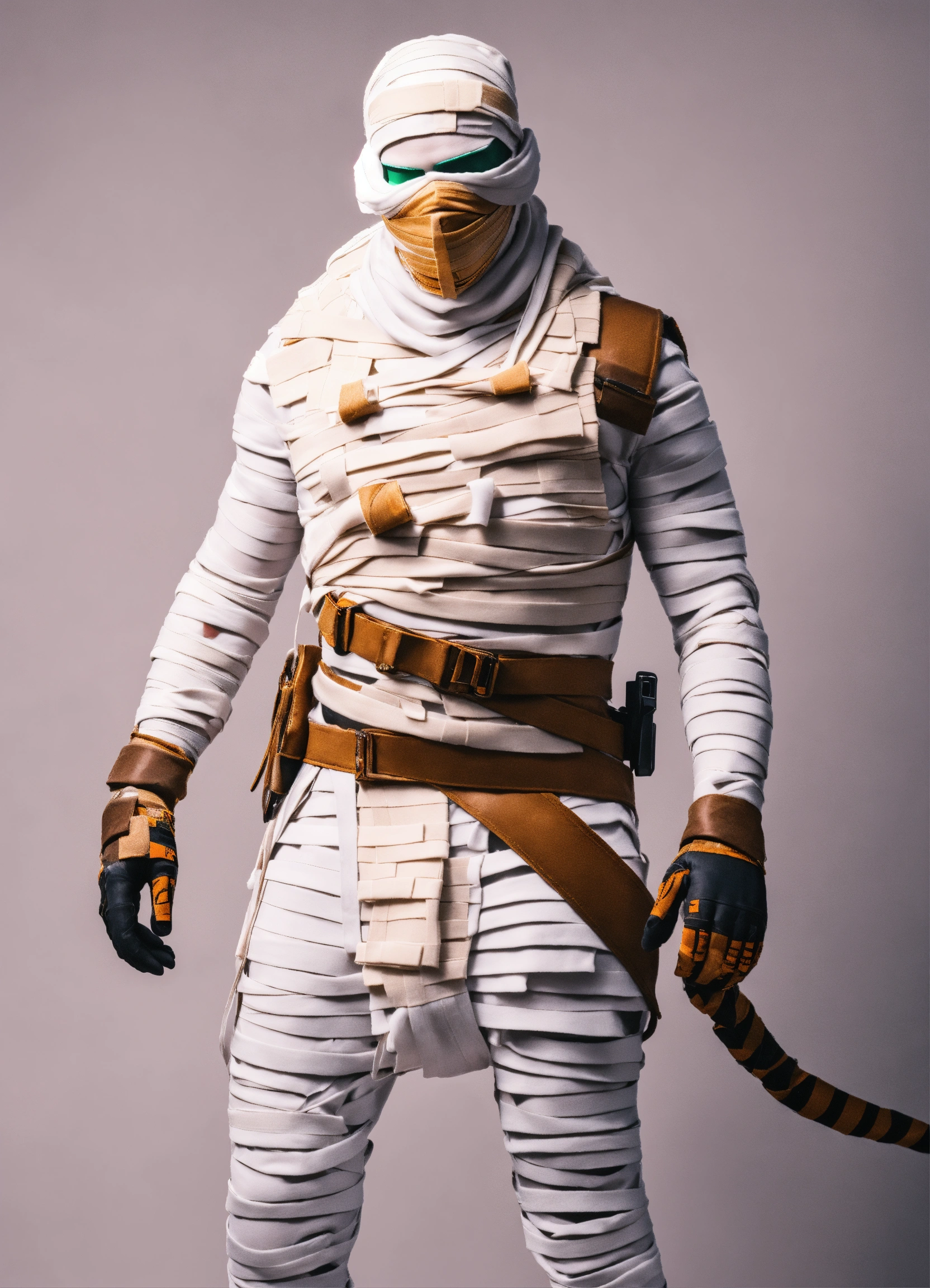 Lexica - A photograph of mummy costume covered in bandages for a male  character with Fortnite style, Halloween costume, white background, full  body