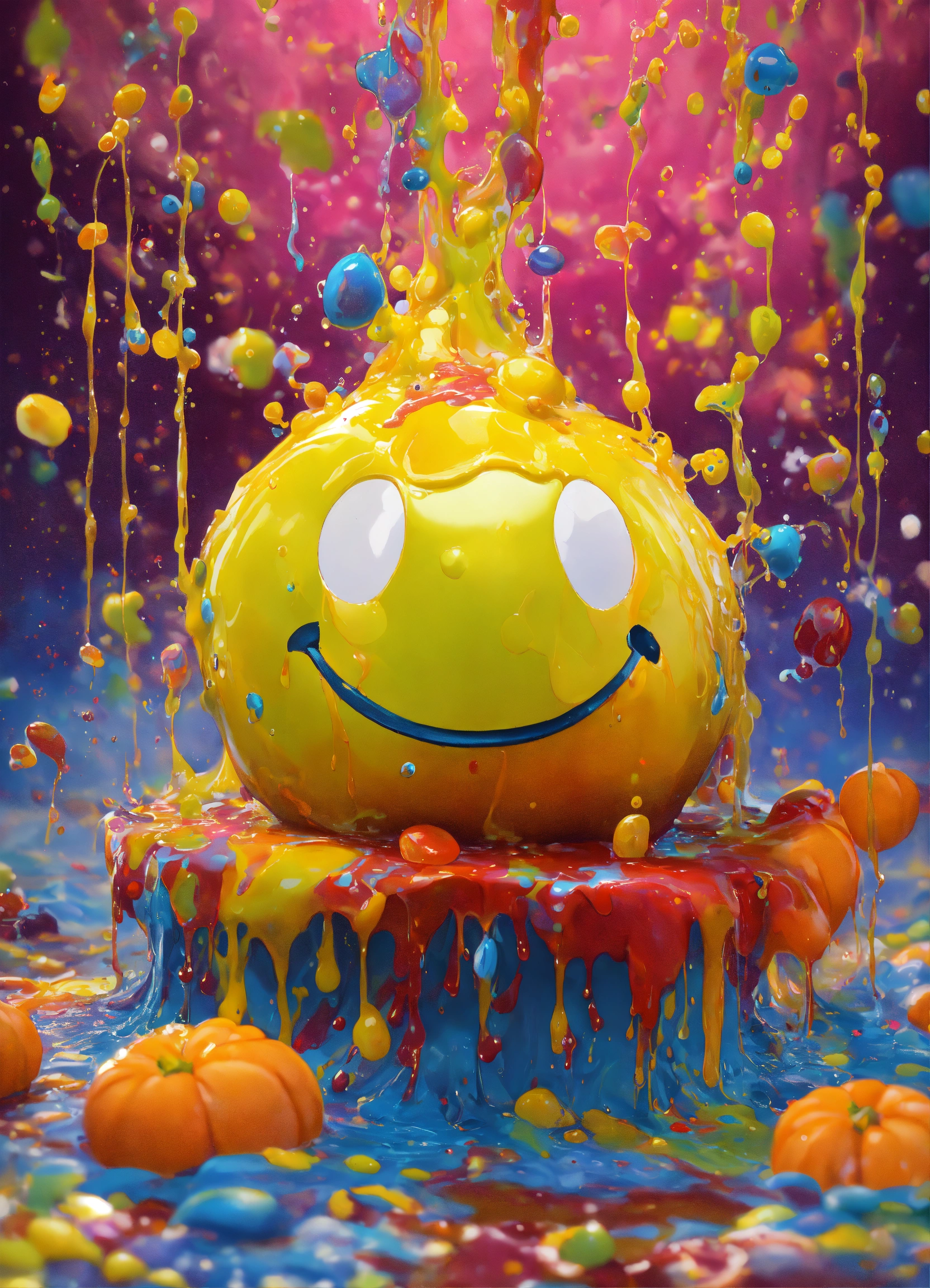 Lexica - Splash art, a quirky liquid portrait of a smiley, splash style ...