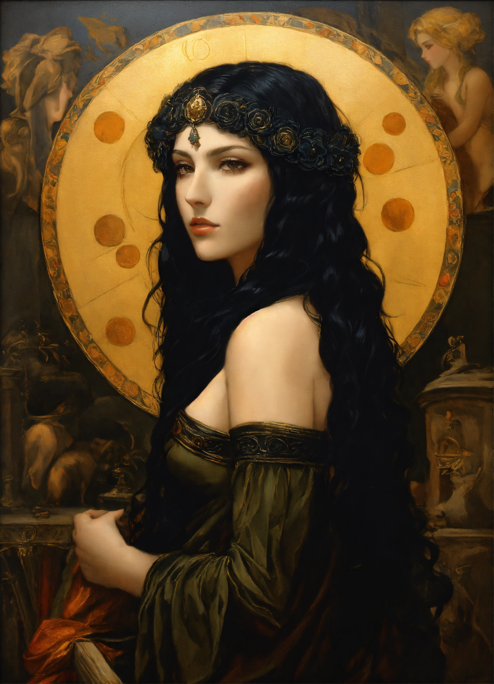 Lexica - Hekate long black hair . Renaissance Painting