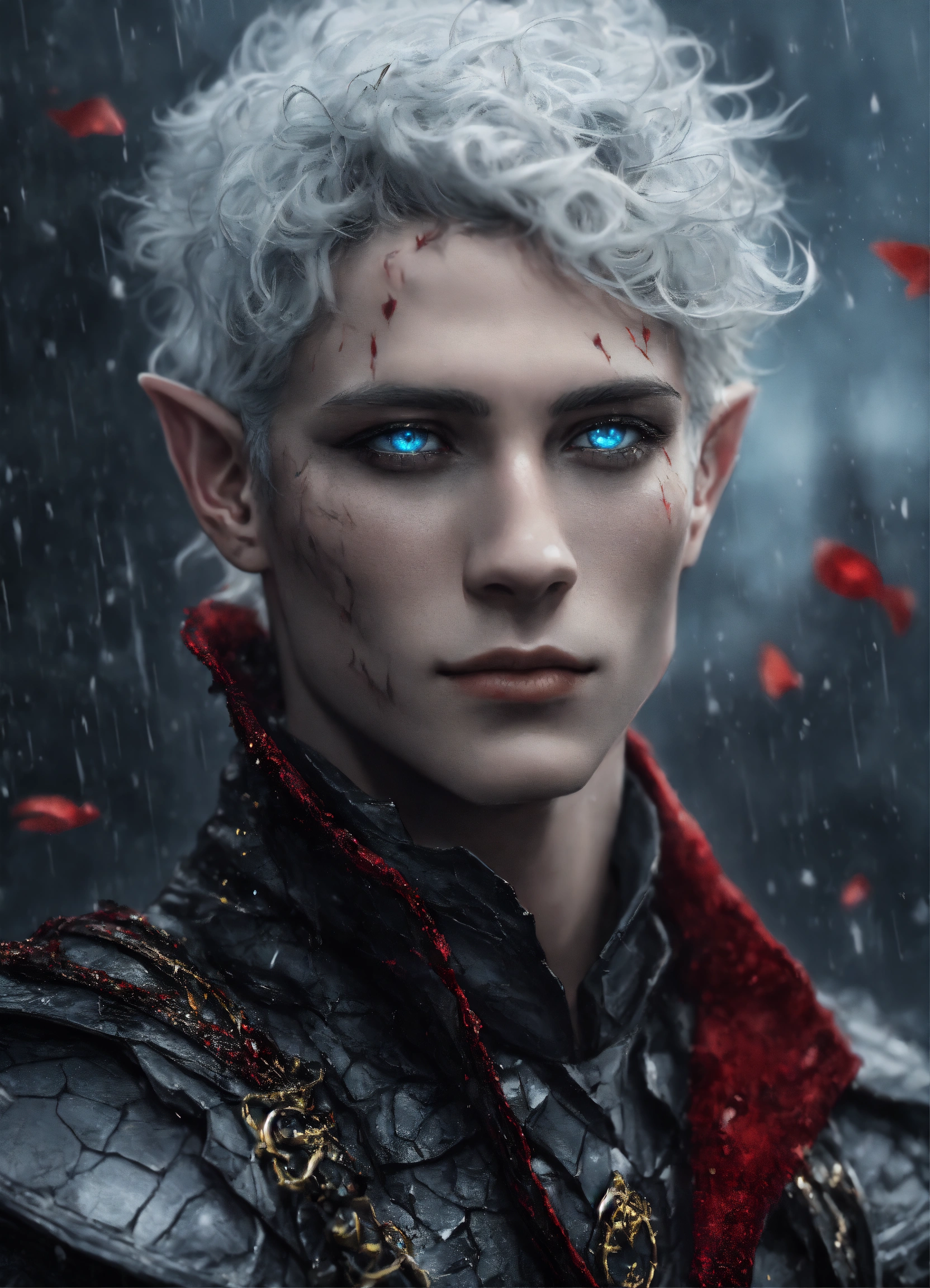 Lexica - Fantasy portrait of a ash-grey skinned elf, masculine ...