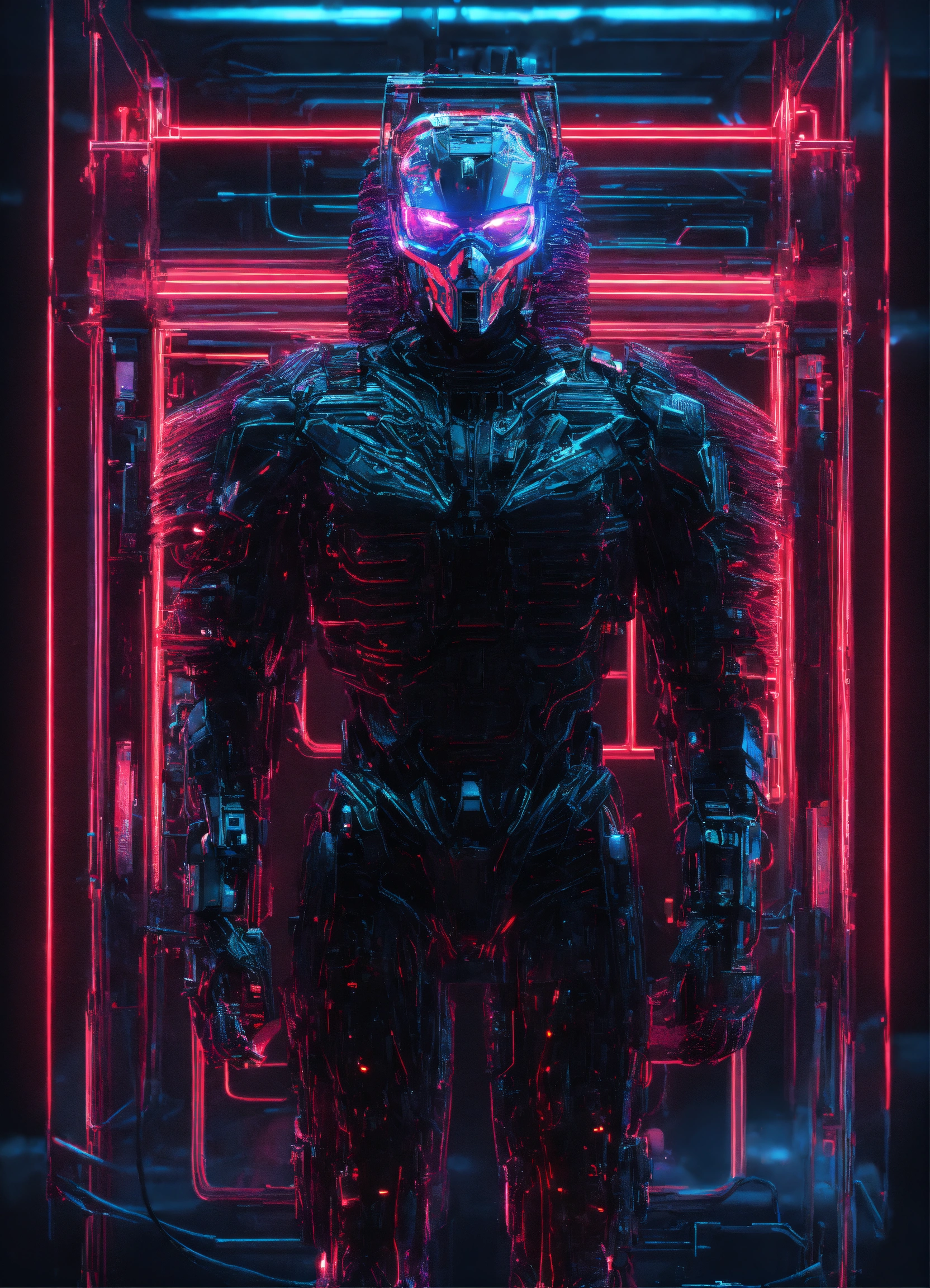 Lexica - Digital wire neon Frame terminator eagles with human cyber ...
