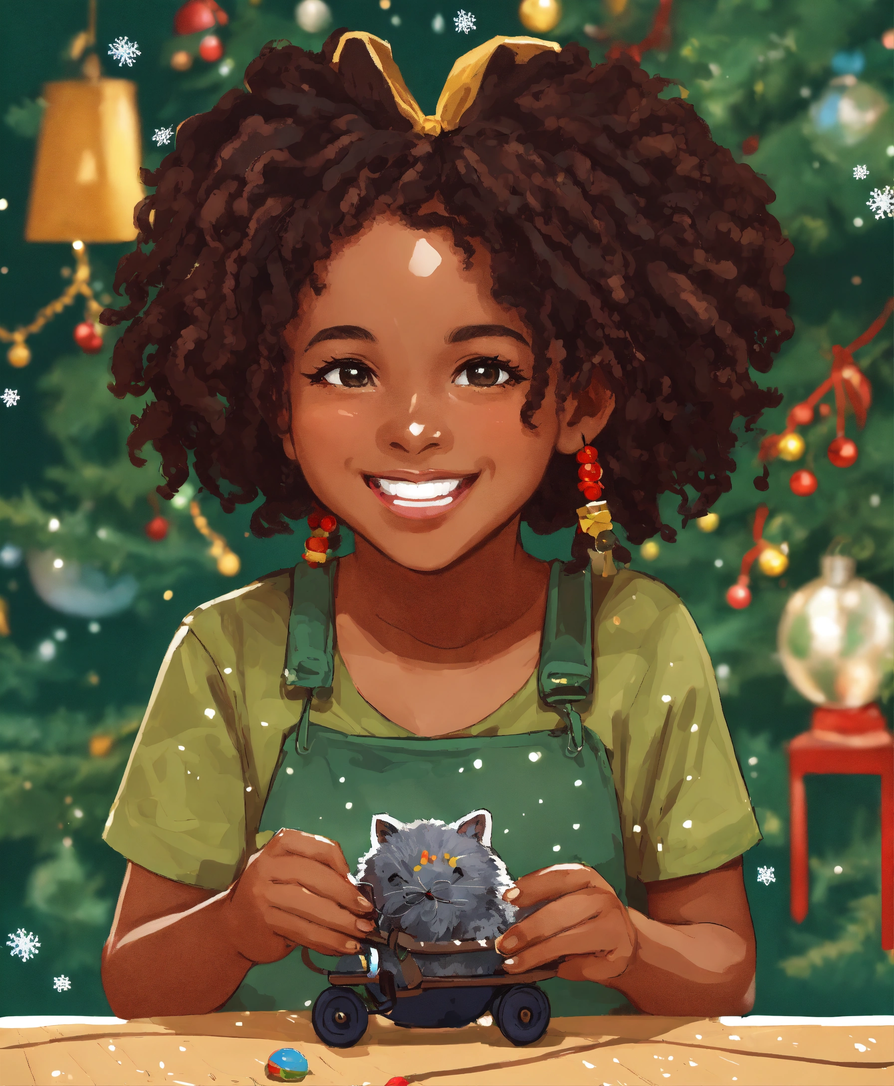 Lexica A happy little black Spanish mixed girl. hair in African locs