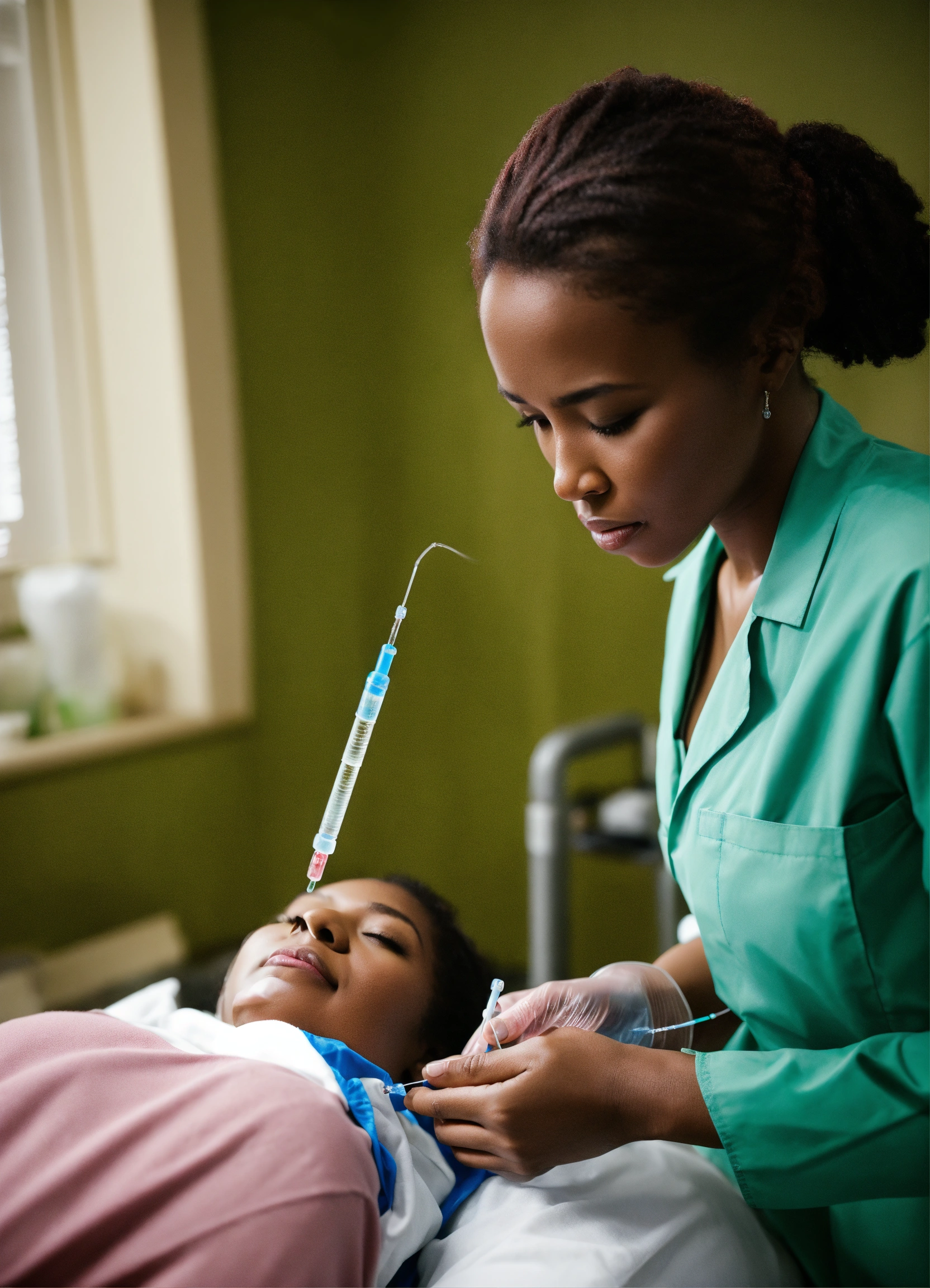 Lexica - A woman taking injection, treating a uterine fibroid