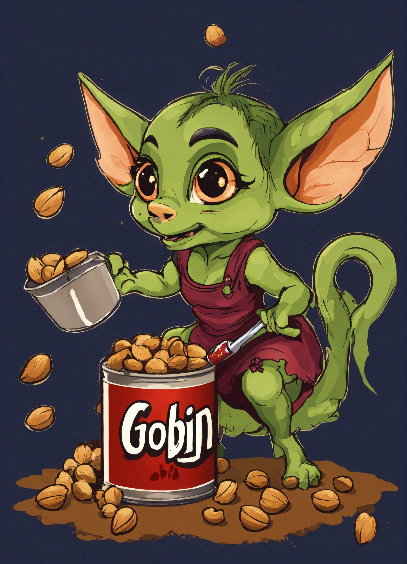 Lexica - T-shirt design of a Cute Cartoon Goblin Female Eating from a ...