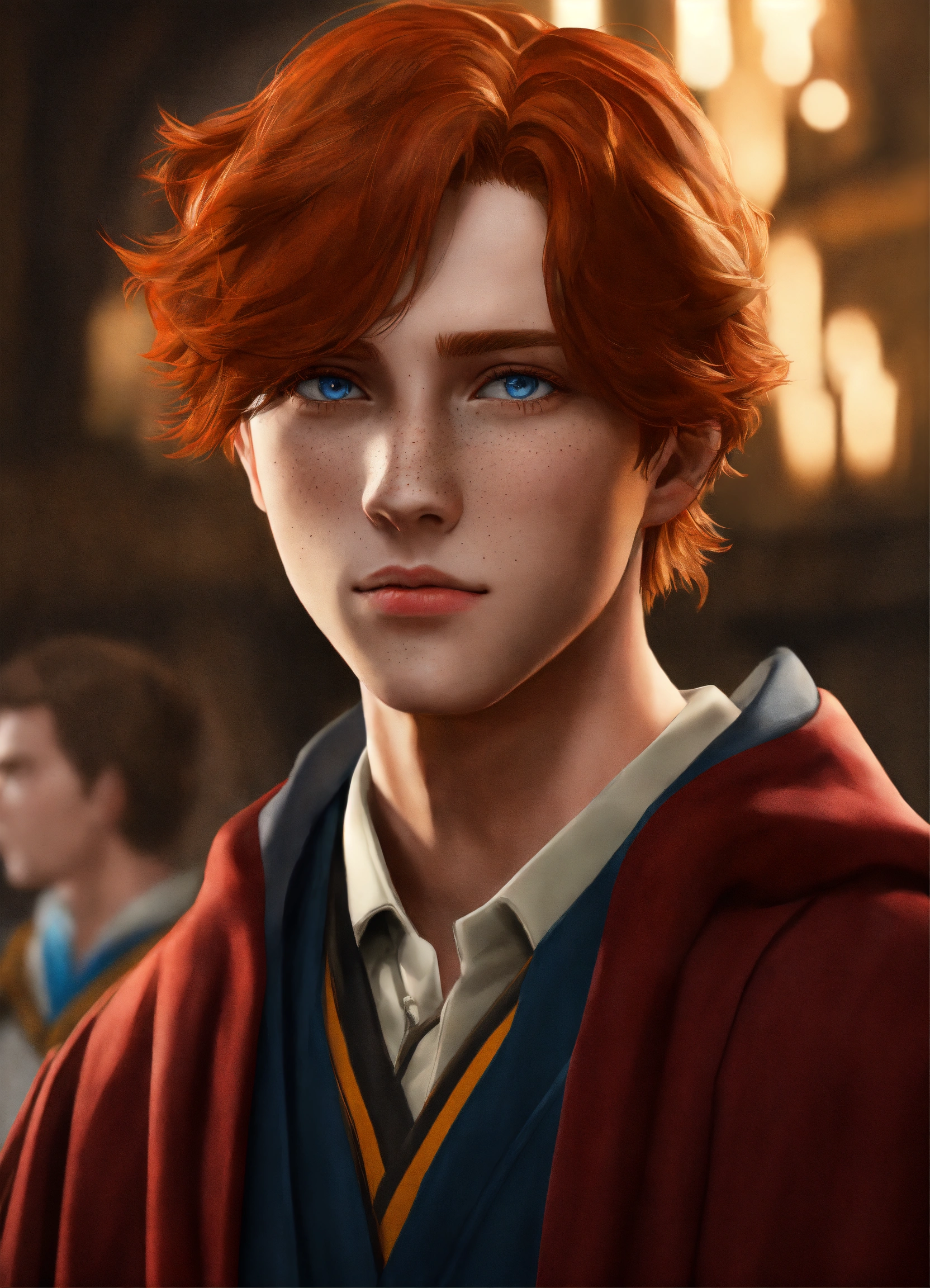 Lexica - 17-year-old male, red hair, blue eyes, tall, thin and gangling ...