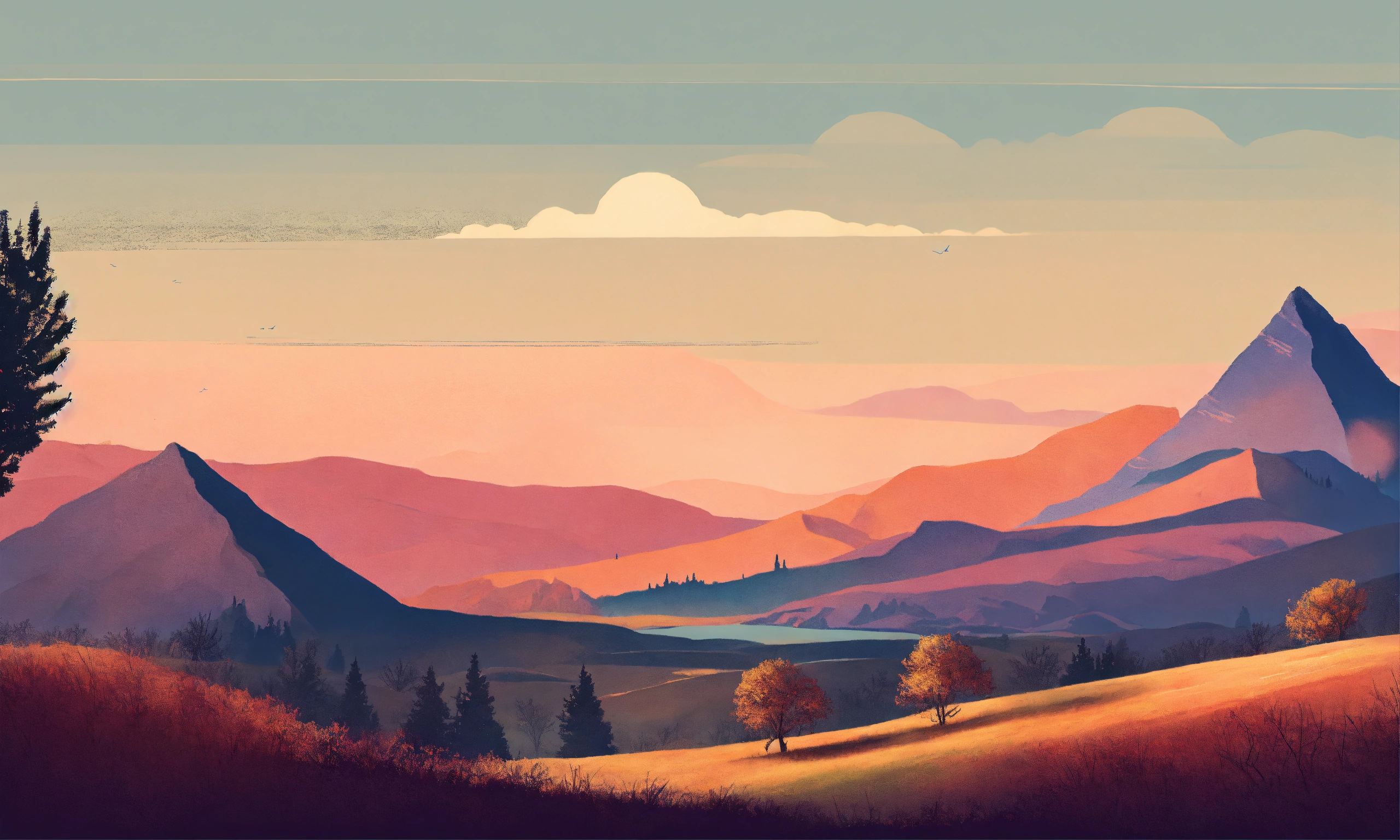 Lexica - Boho art Minimalist landscape mountains