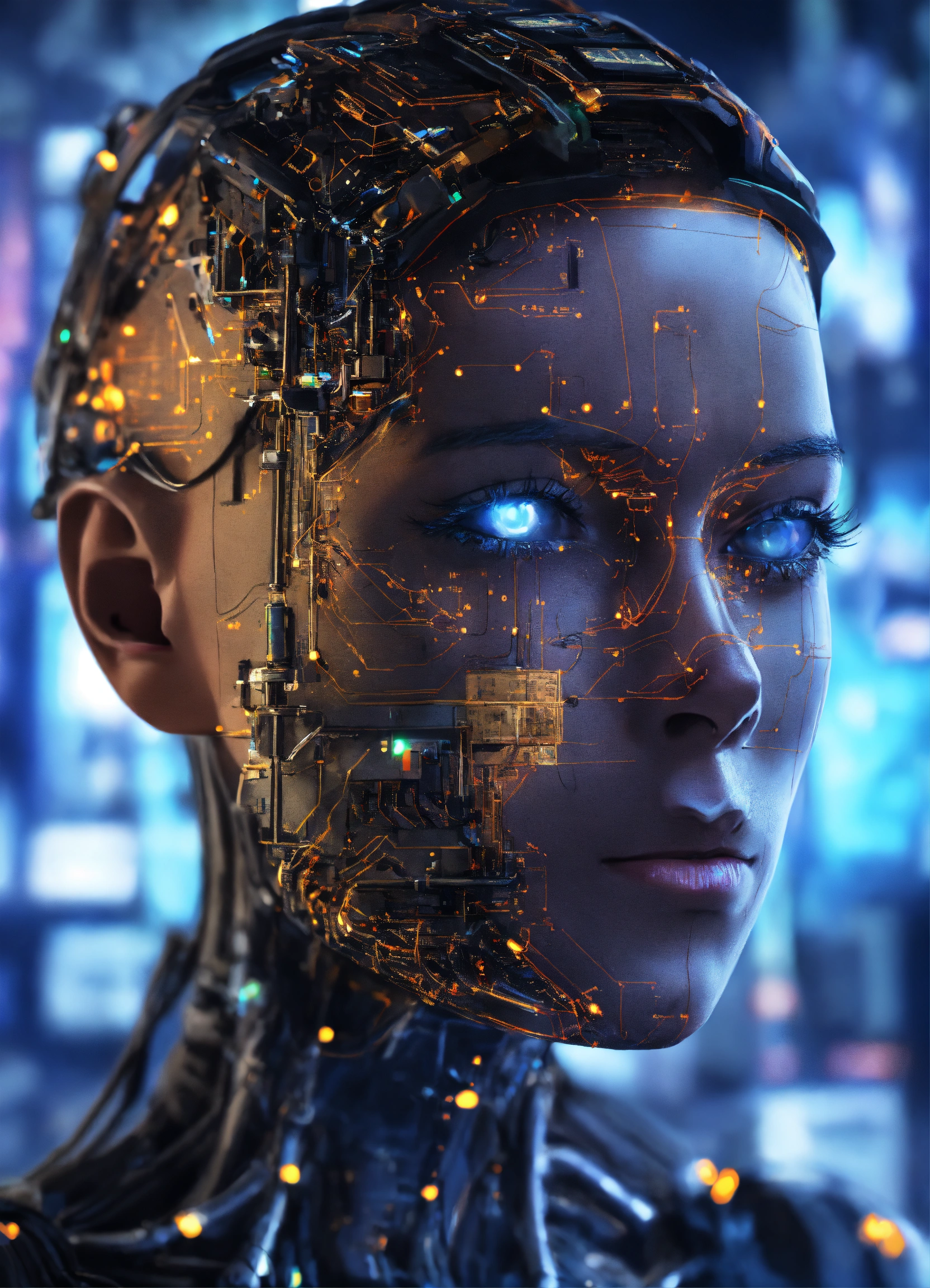 Lexica - Close up of an Android face being programmed with quantum ...