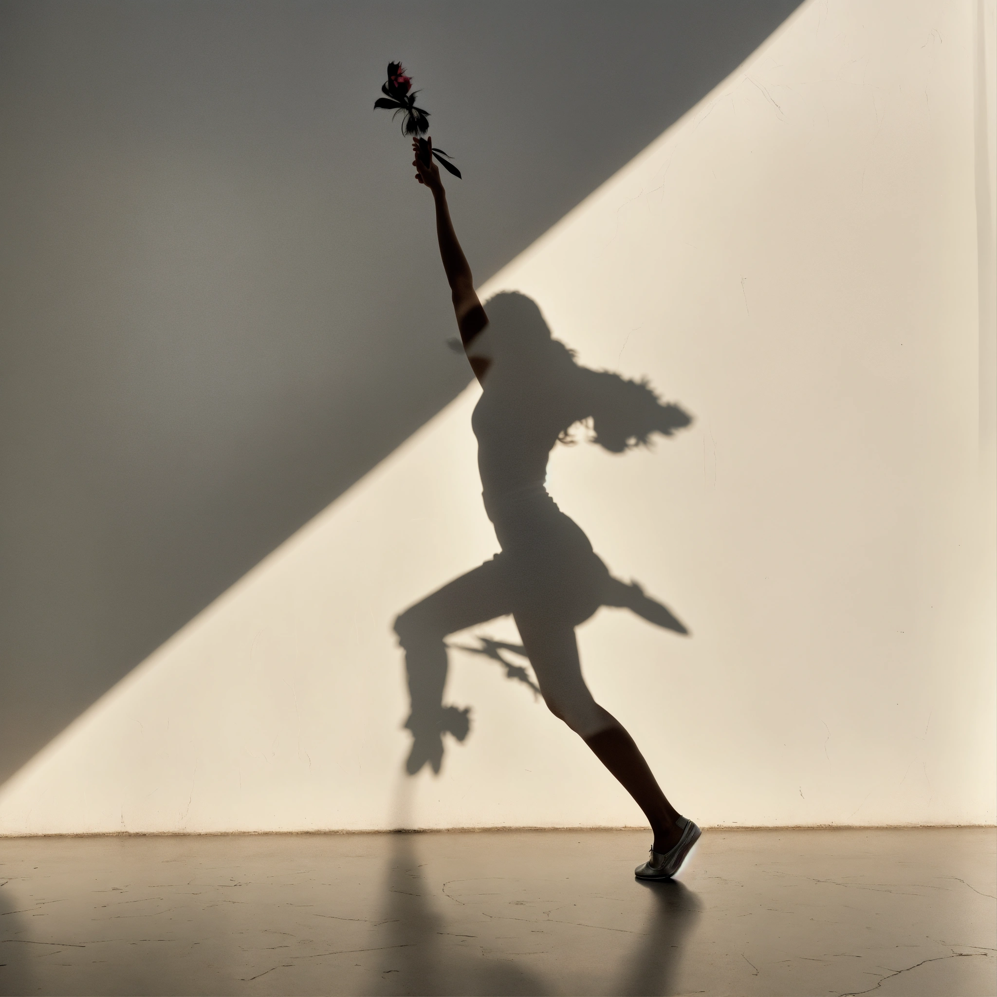 Lexica - Shadow in a white background of a woman dancing