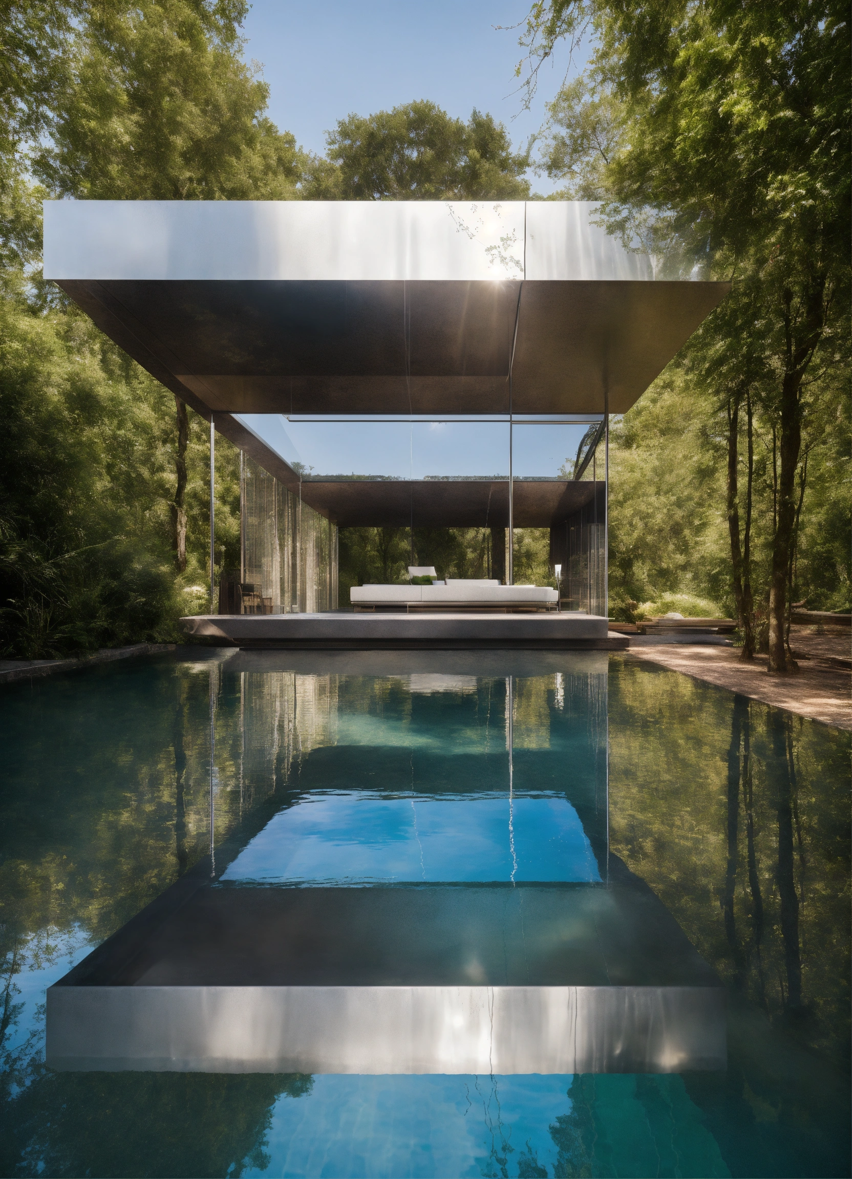 Lexica - Show a future with floating pools, in the future. With rubber ...