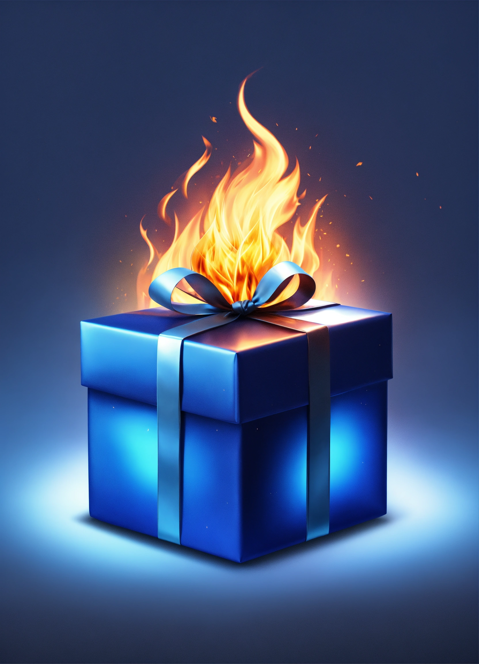Lexica - Blue Gift with fire realistic