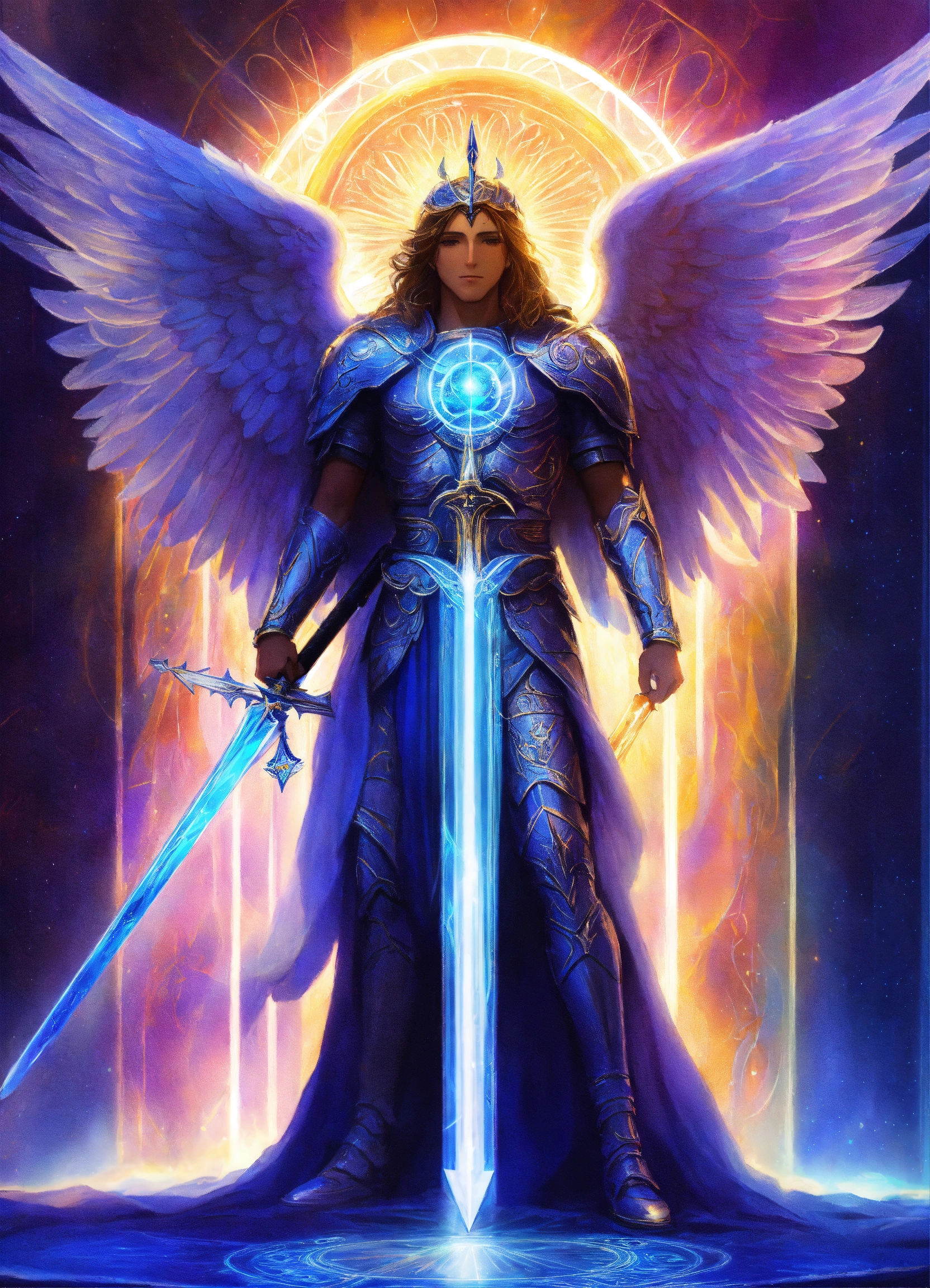 Lexica - Archangel Michael with round visage, blue bumps of light ...