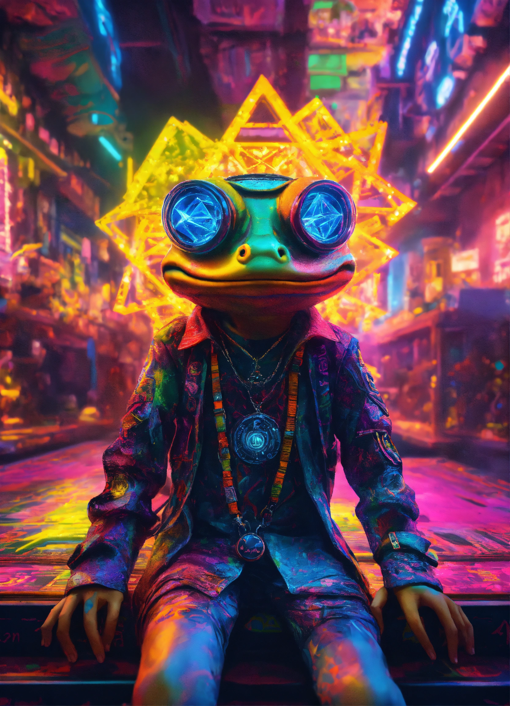 Lexica - A diamond metal occult toad as a hippie with a in a slice of ...