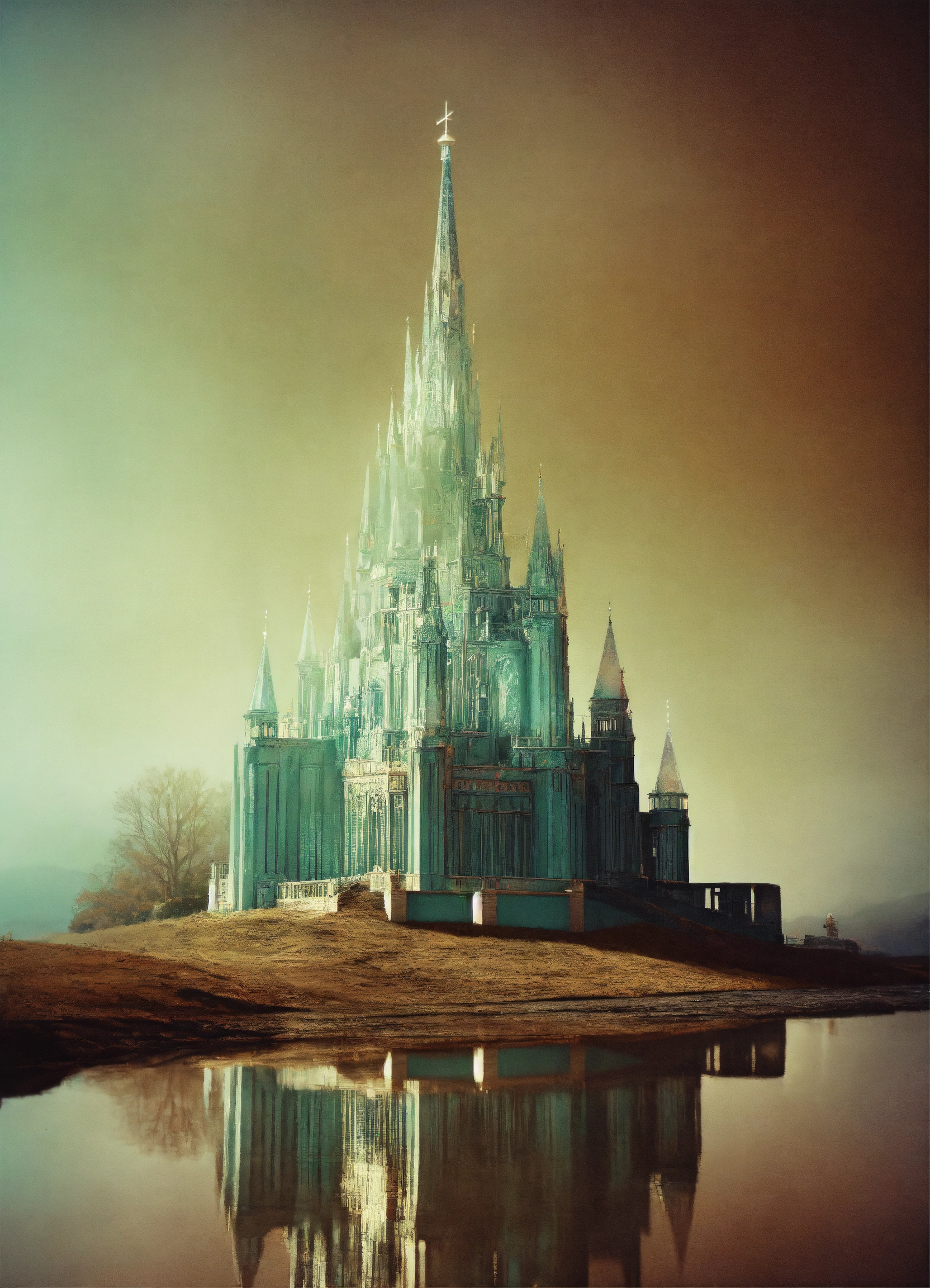 Lexica - Crystal castle, analog photography, pale colors, moody ambient