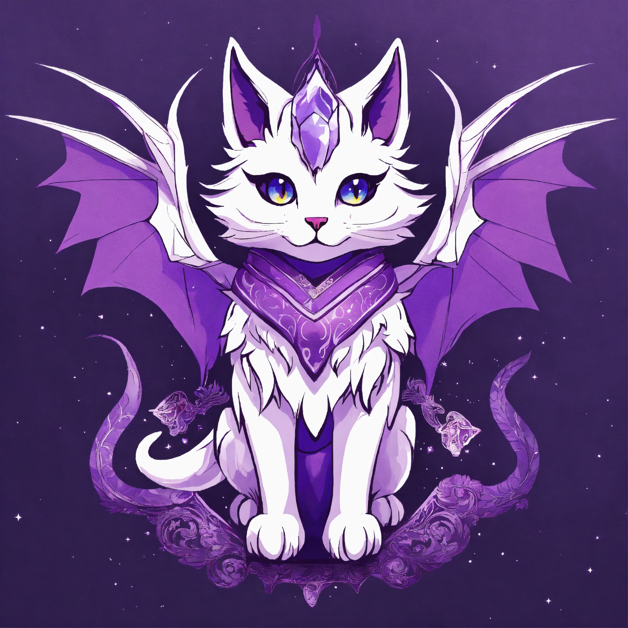 Lexica - White purple Dragon Cat with wings the wizard, fantasy, anime ...