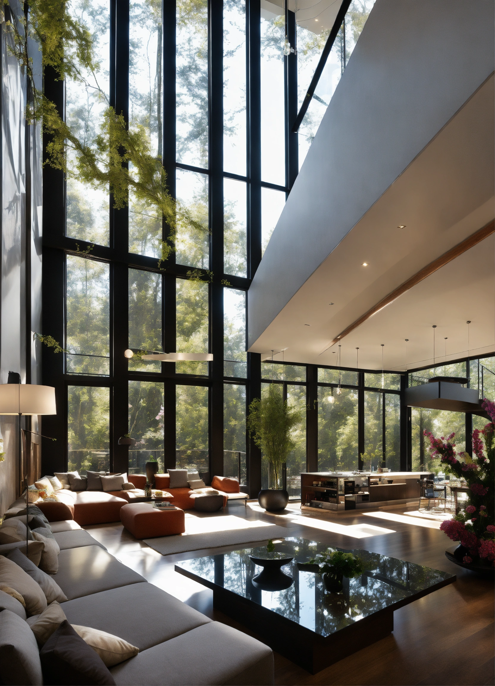 Lexica - Upscale greatroom. with floor to celing windows with sheer ...