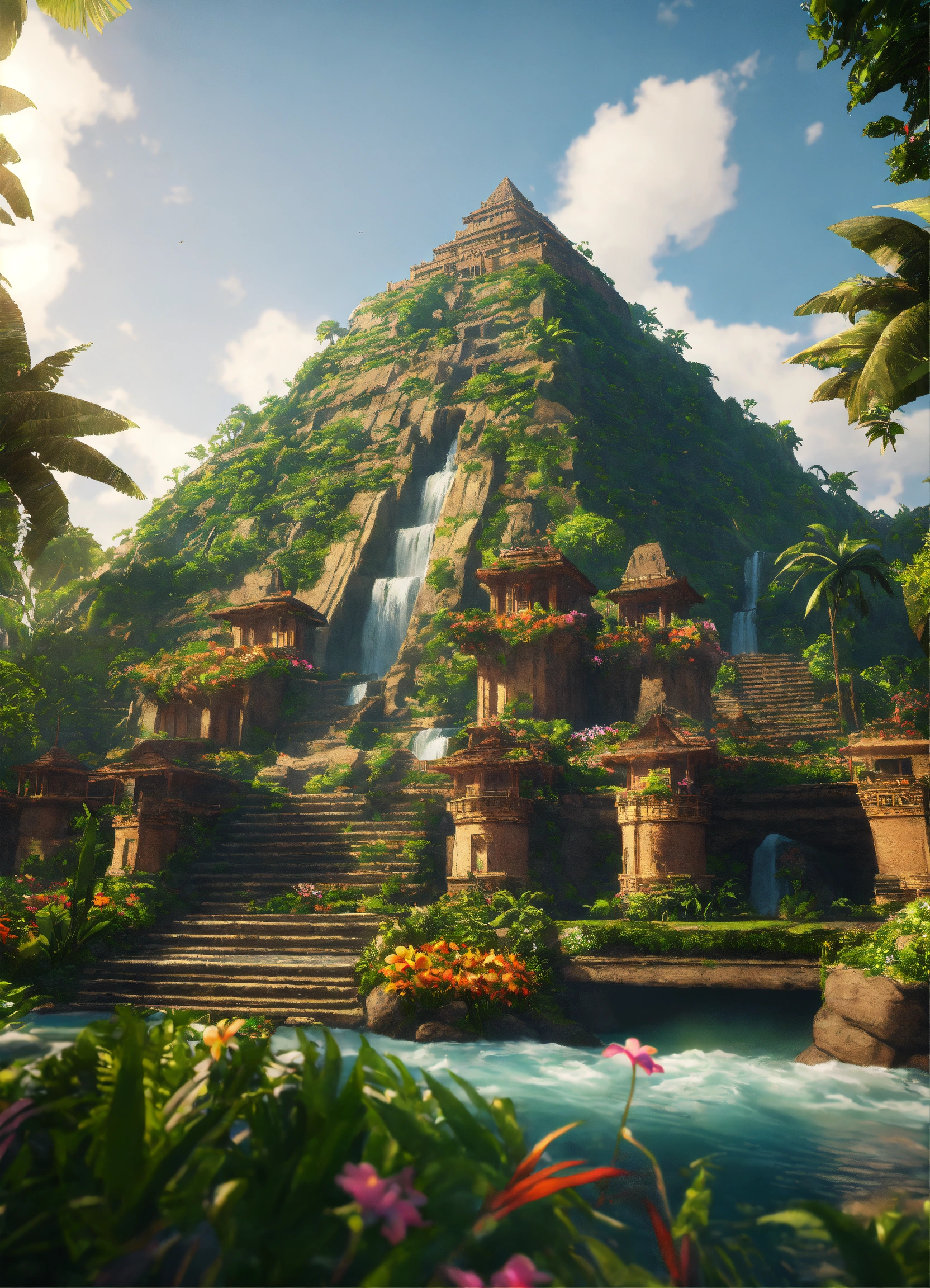 Lexica - Massive sandstone pyramid city, housing units, tropical ...