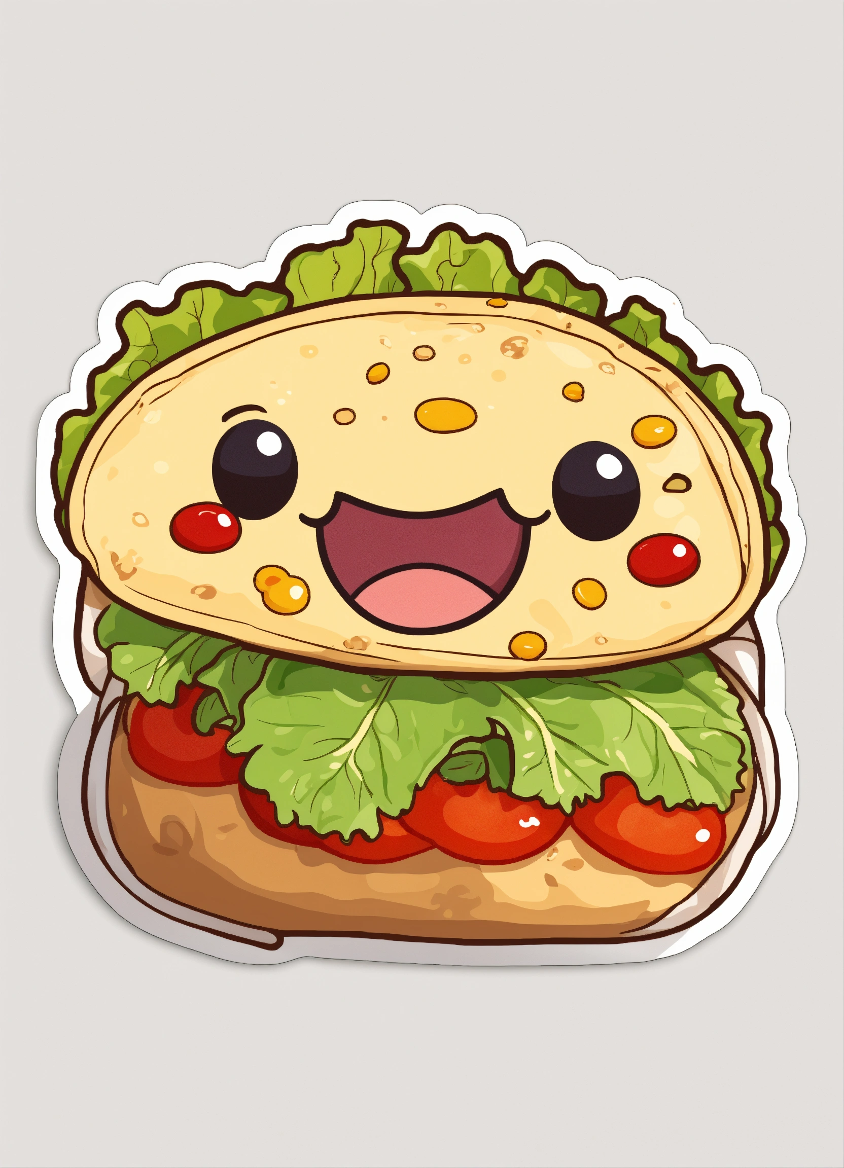 Lexica - A cute kawaii burrito sticker design on a plain white ...