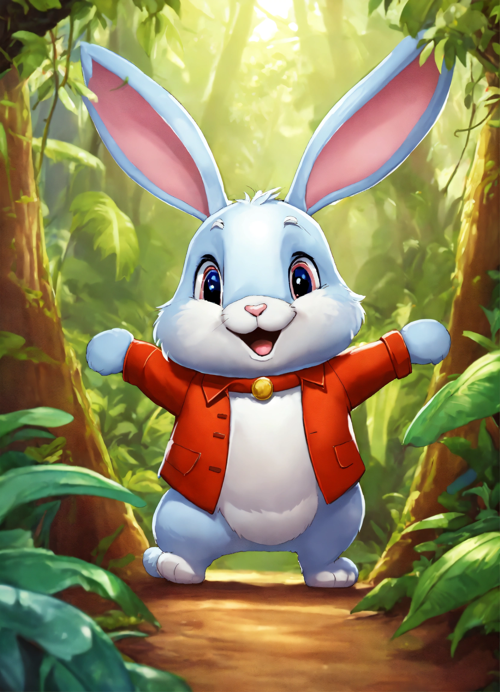 Lexica - Let cartoon big rabbit walk in jungle