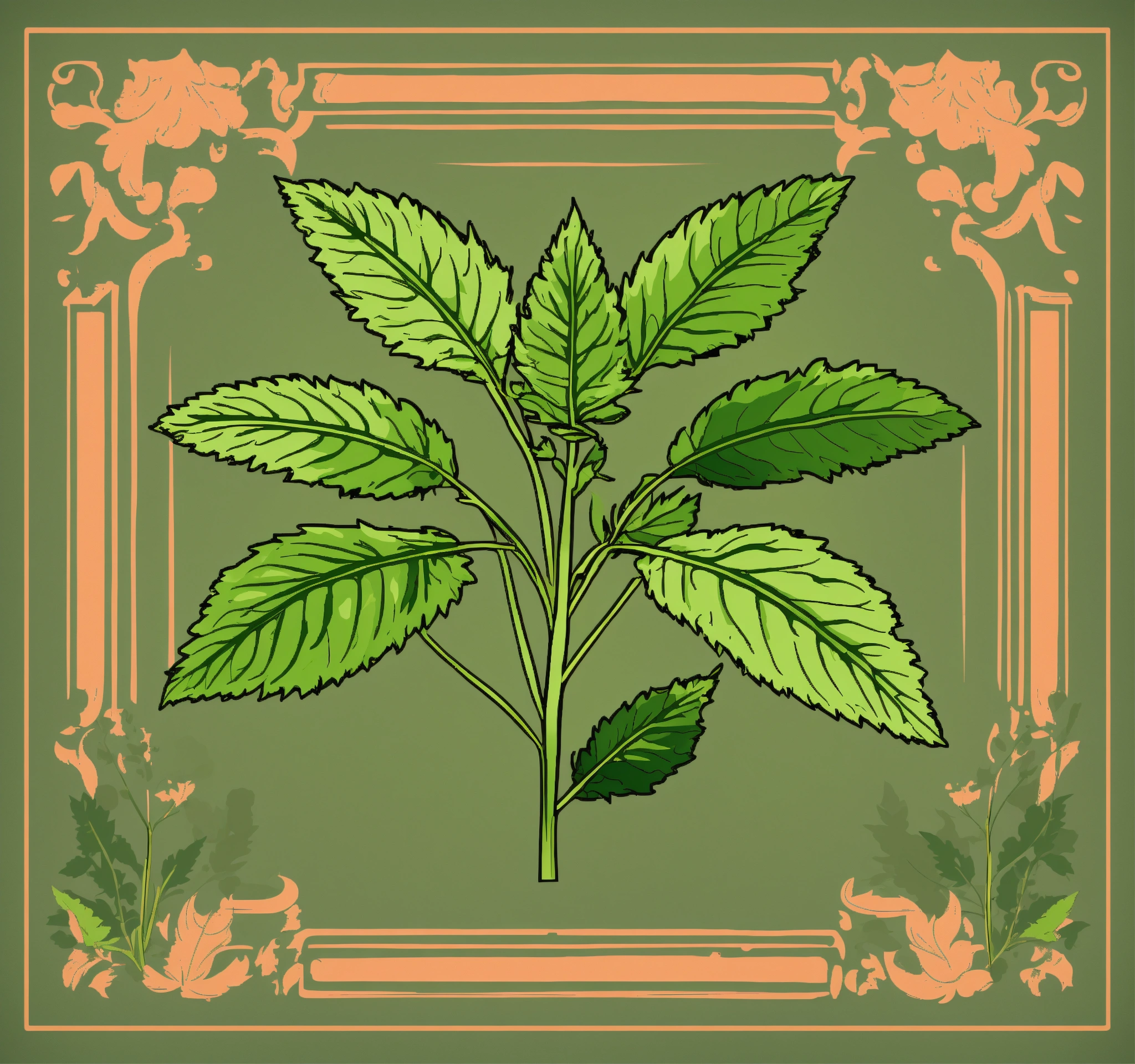 Lexica - Simple bright narrow nettle plant in the middle vector icon