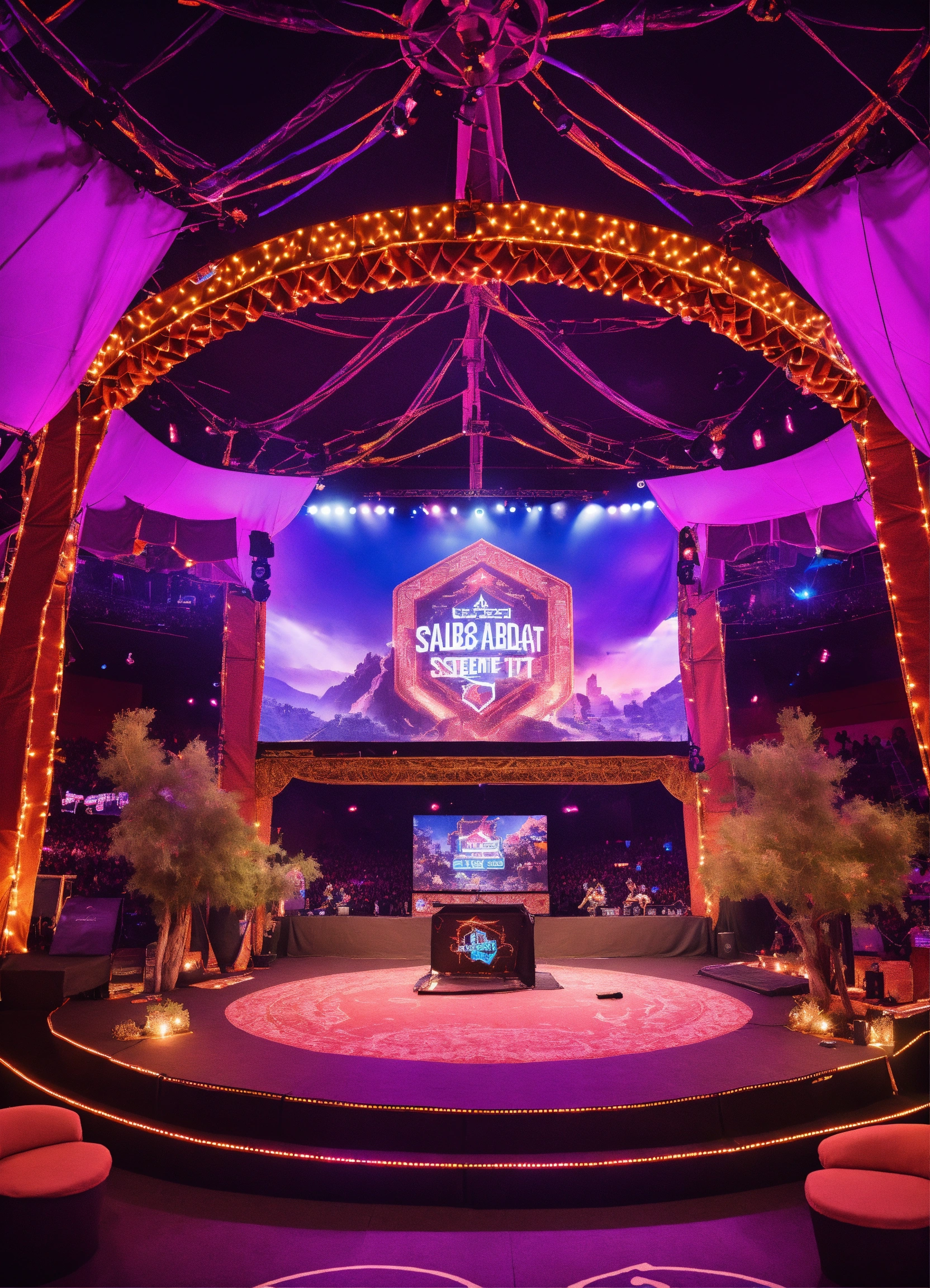Lexica - Generate an image of a small esports venue's desert tent style ...
