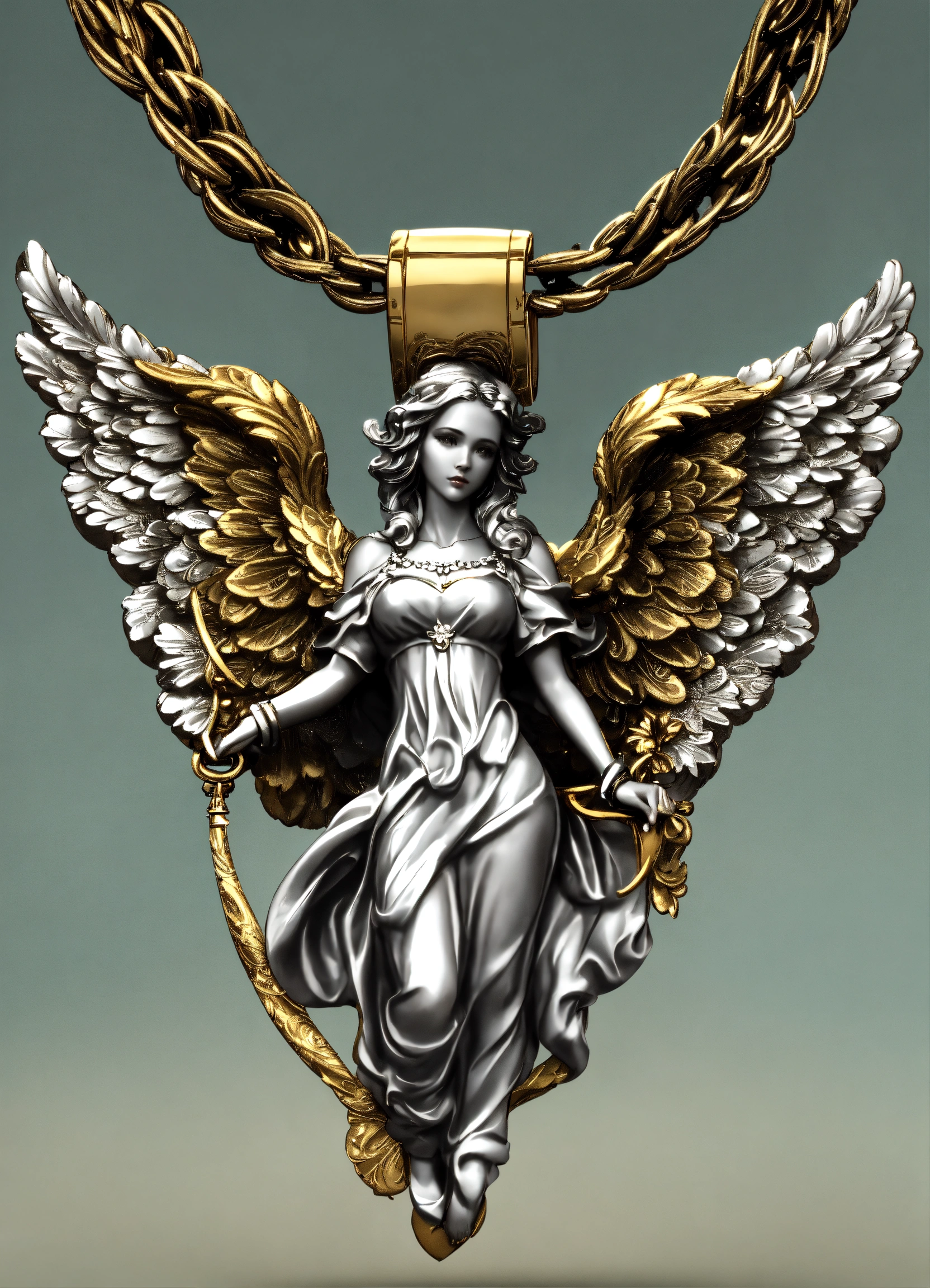 Lexica - A modest necklace hand engraved on with an angel wrapped by a ...