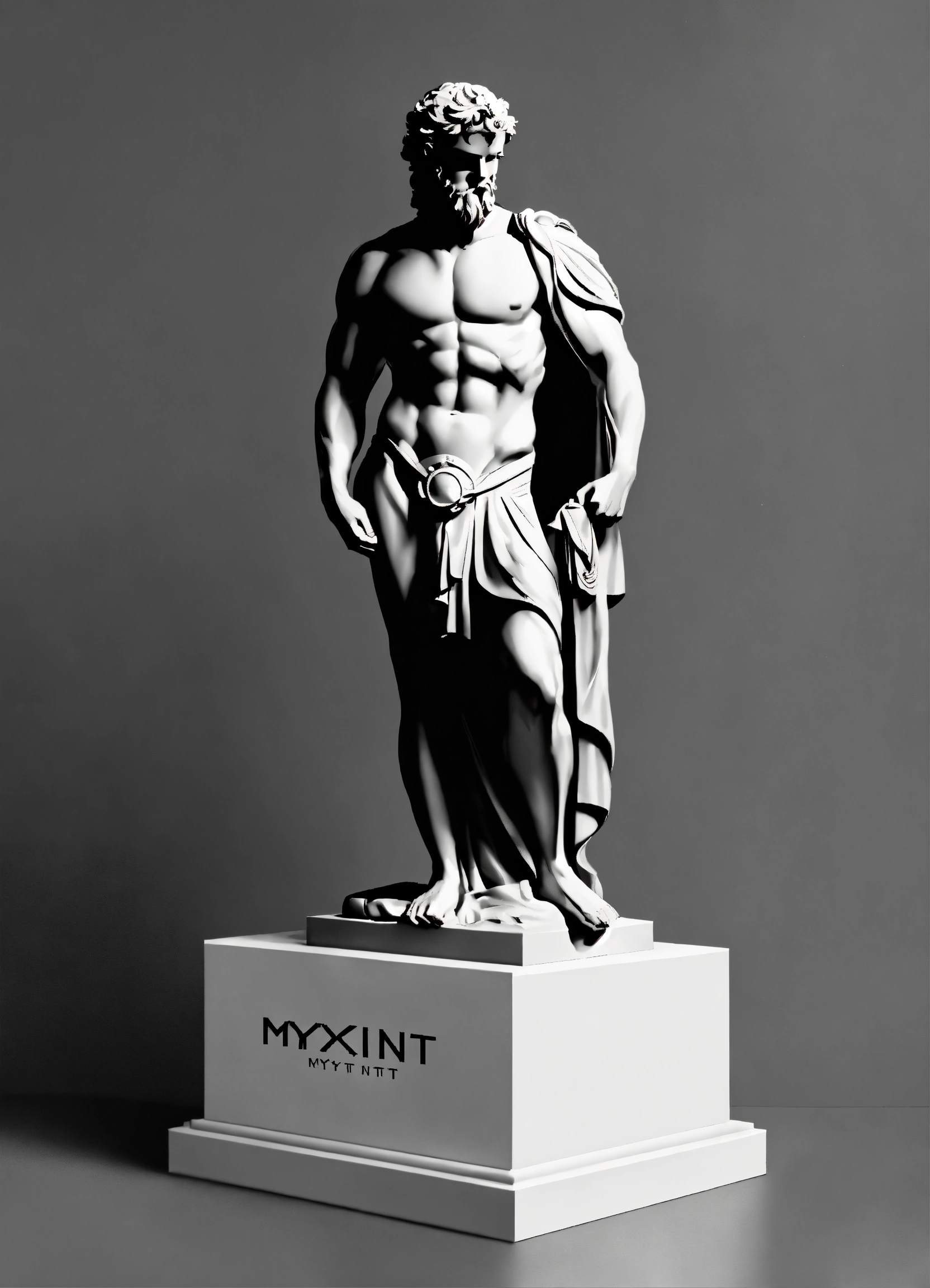 Lexica A Minimalistisch Logo for Myxnt for with a small Statue of a