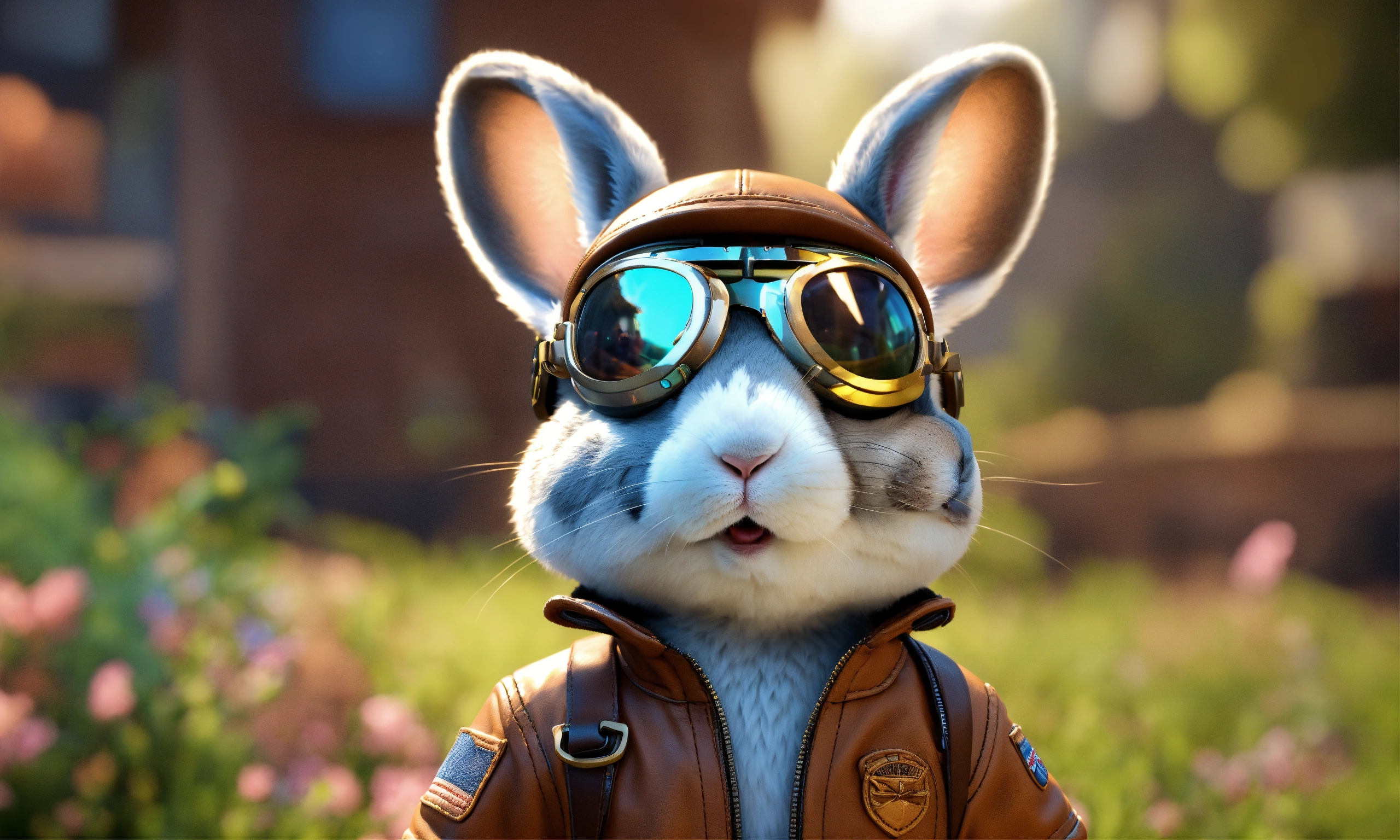 Lexica - A cute rabbit pilot wearing aviator goggles, unreal engine ...