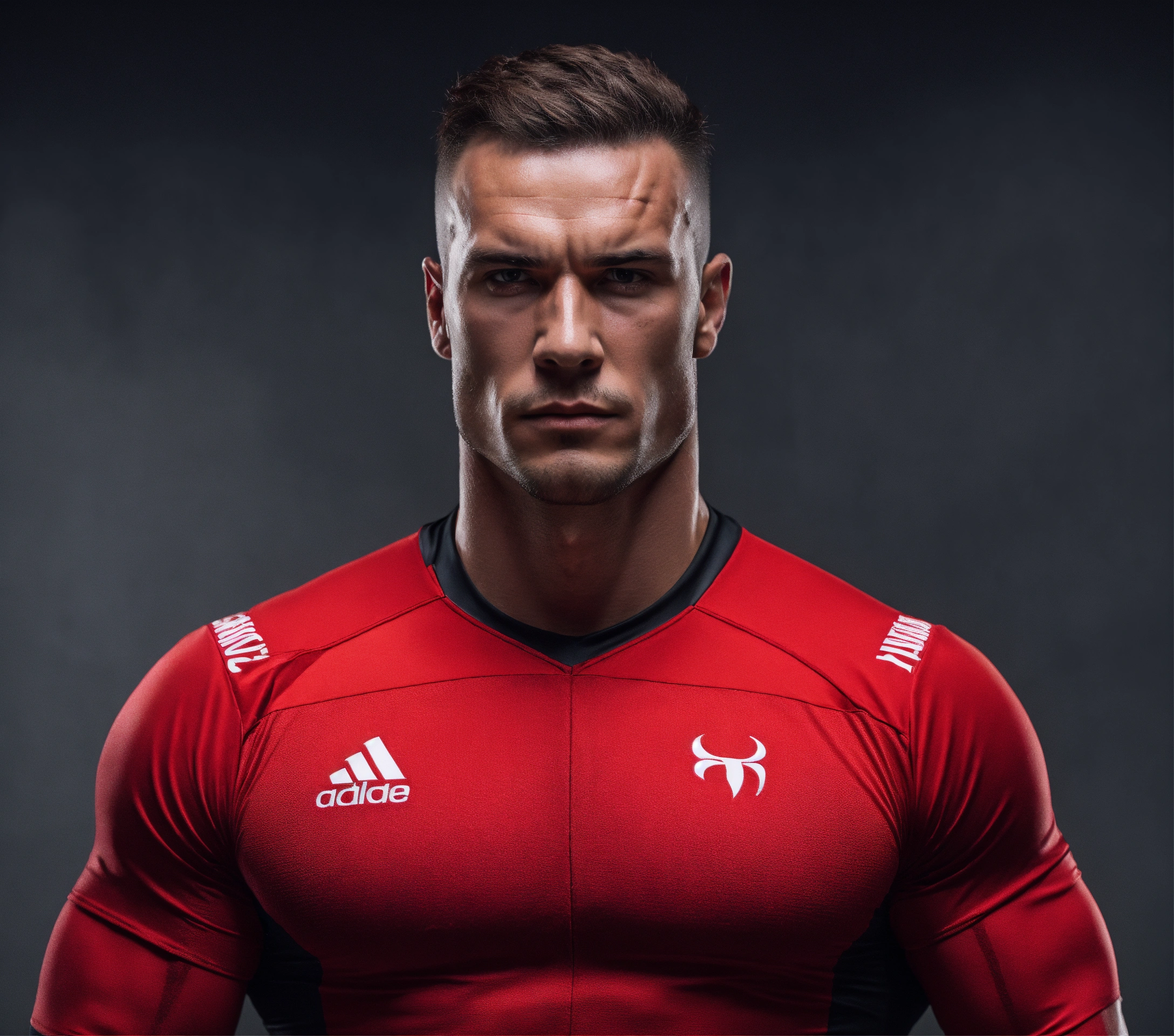 Lexica - Muscle terminator in red black jersey with Martin Mikovič head