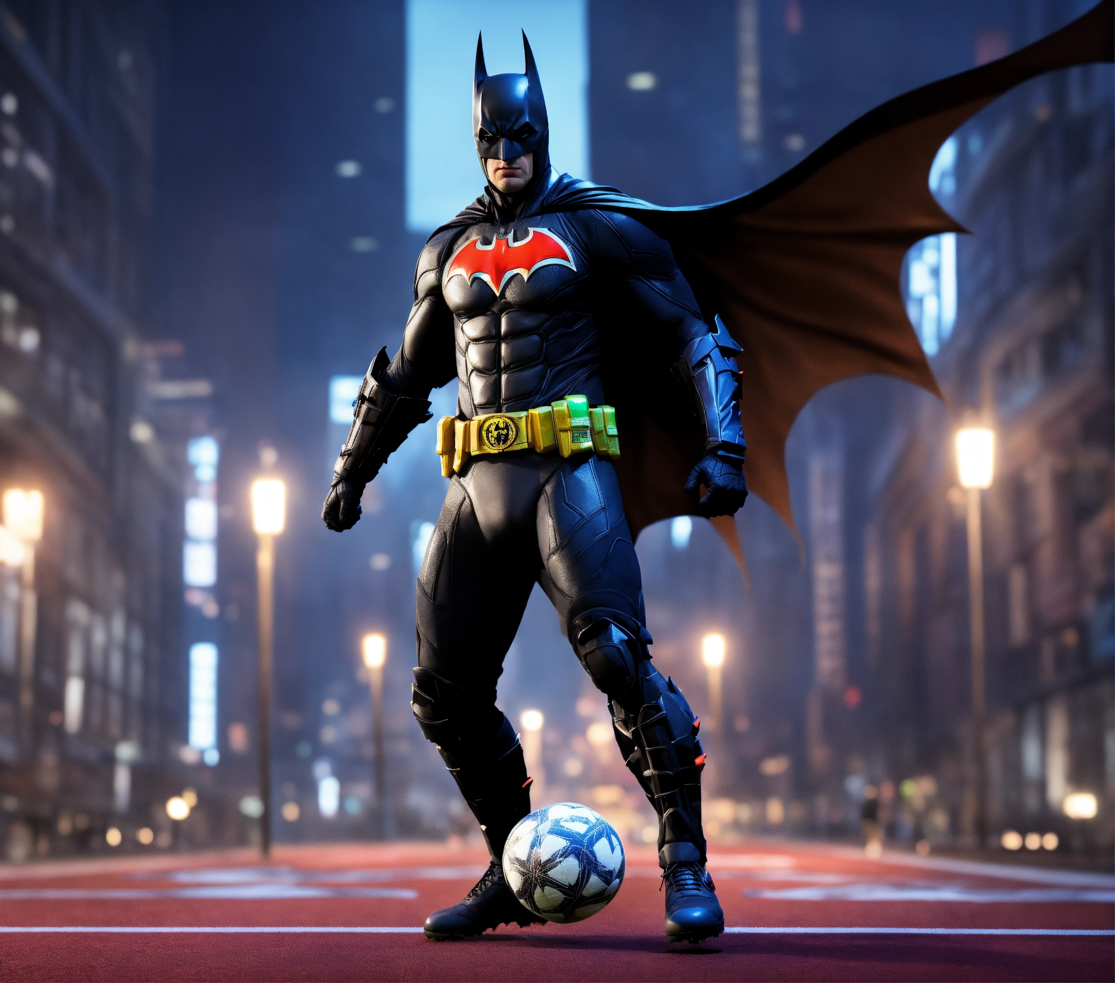 Lexica - Batman Soccer player, octane render, dark city, light city ...
