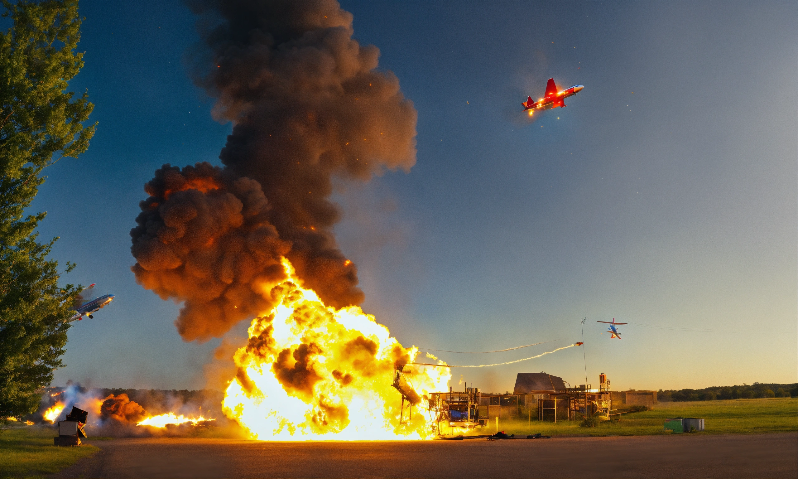 Lexica - Thunderjet plane falling from the sky in flames