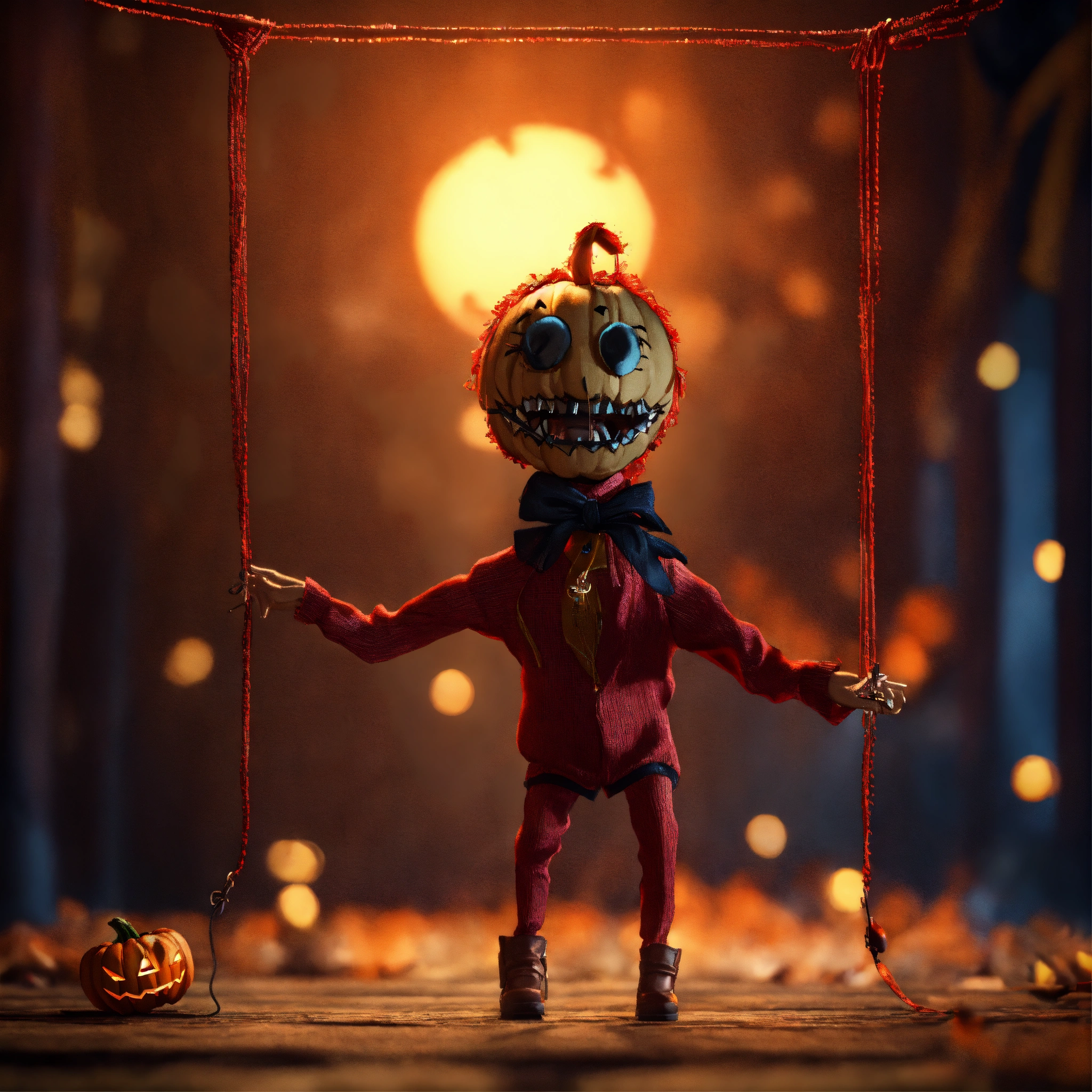 Lexica - Scary puppet on a string, halloween, unreal engine render, 8k