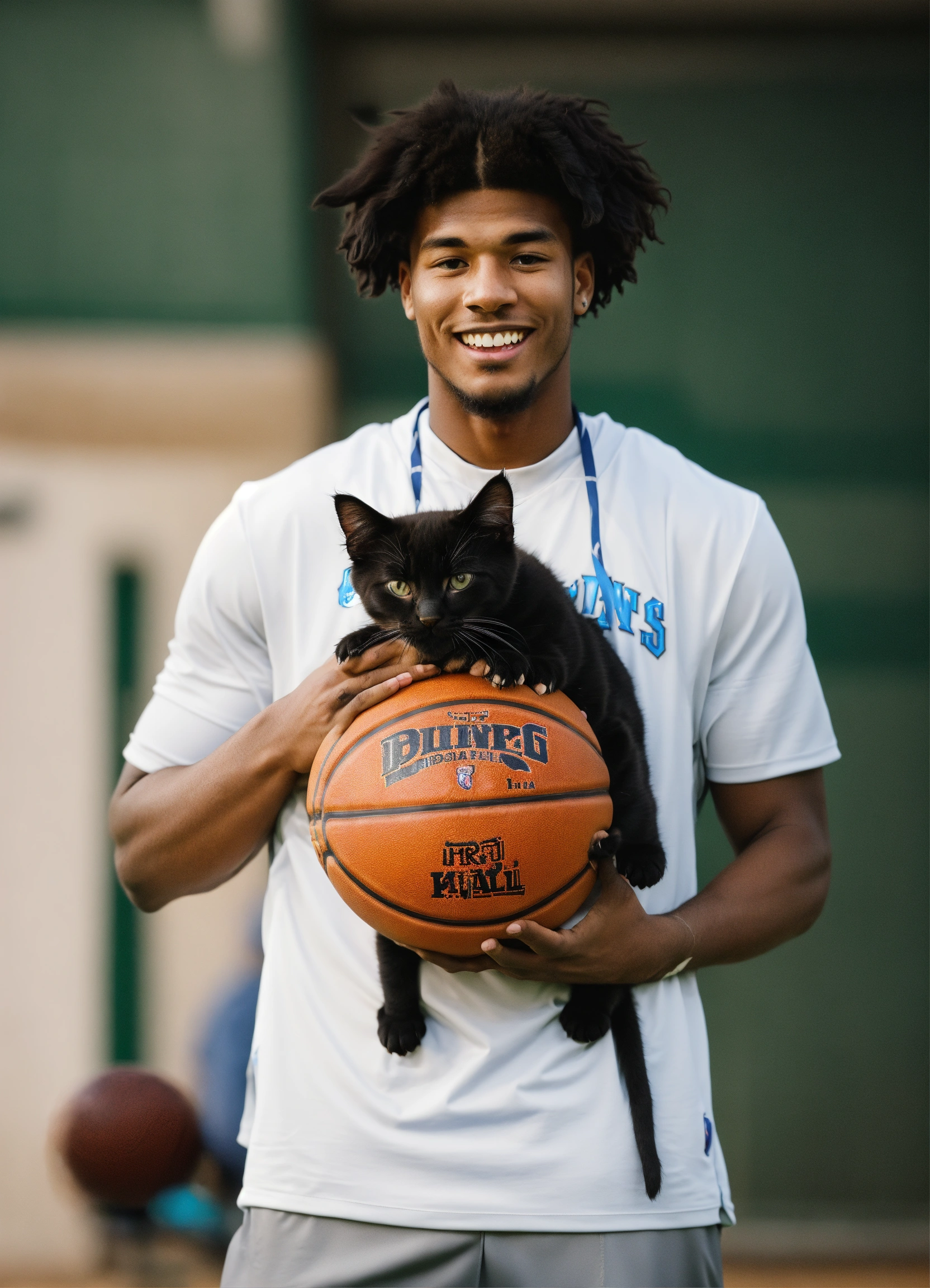 lexica-two-people-a-football-player-is-holding-a-puppy-in-his-arms