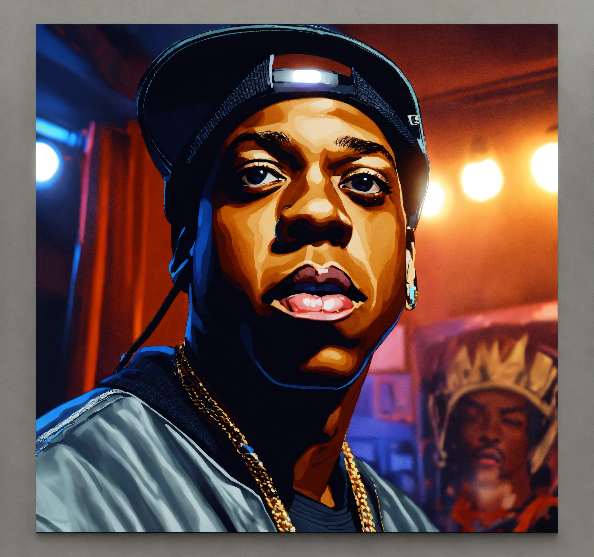 Lexica - Fish eye Pop art, hyperrealist portrait of black rapper 