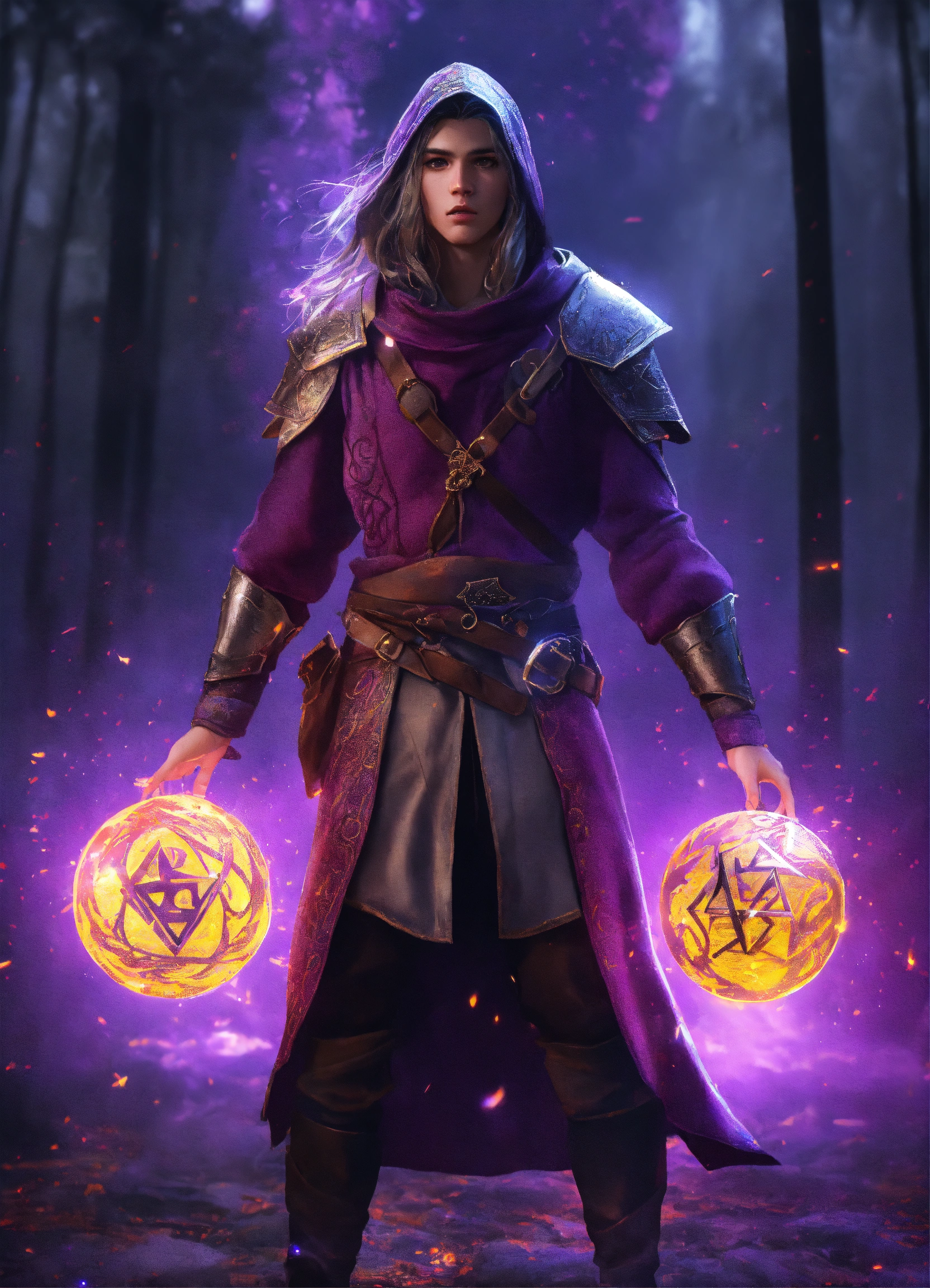 Lexica - A realistic full body portrait of a medival young rune mage ...