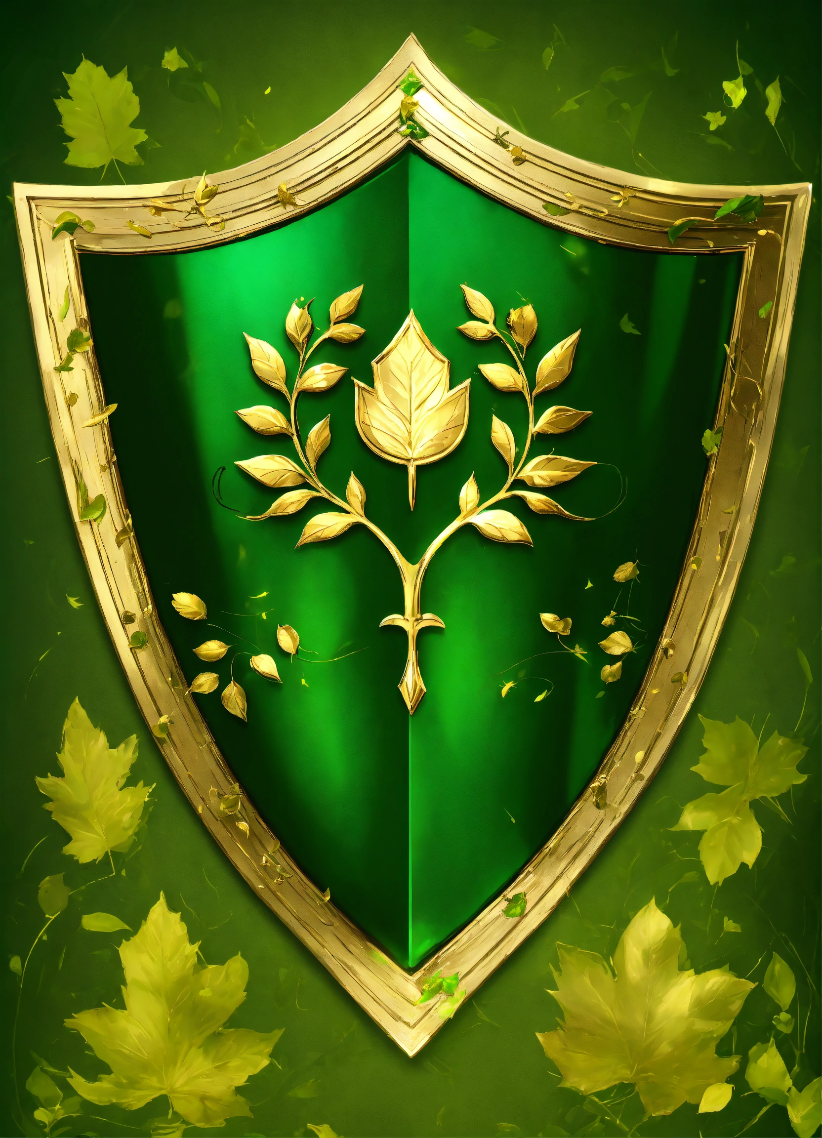Lexica - A simple green shield with heraldry of gold leaves fantasy ...