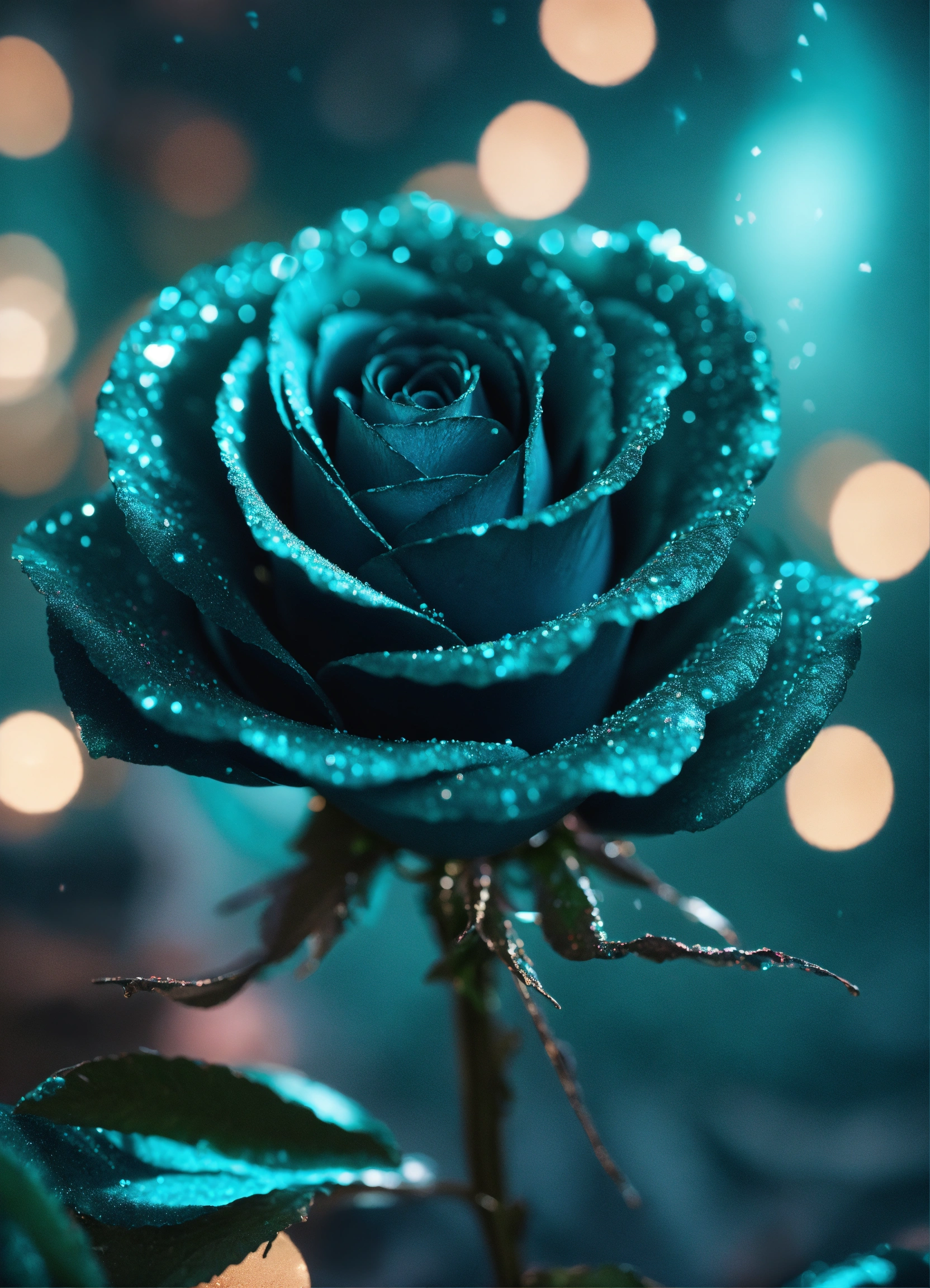 Lexica - Close-up mythical black teal rose wrapped in movement; Texture ...
