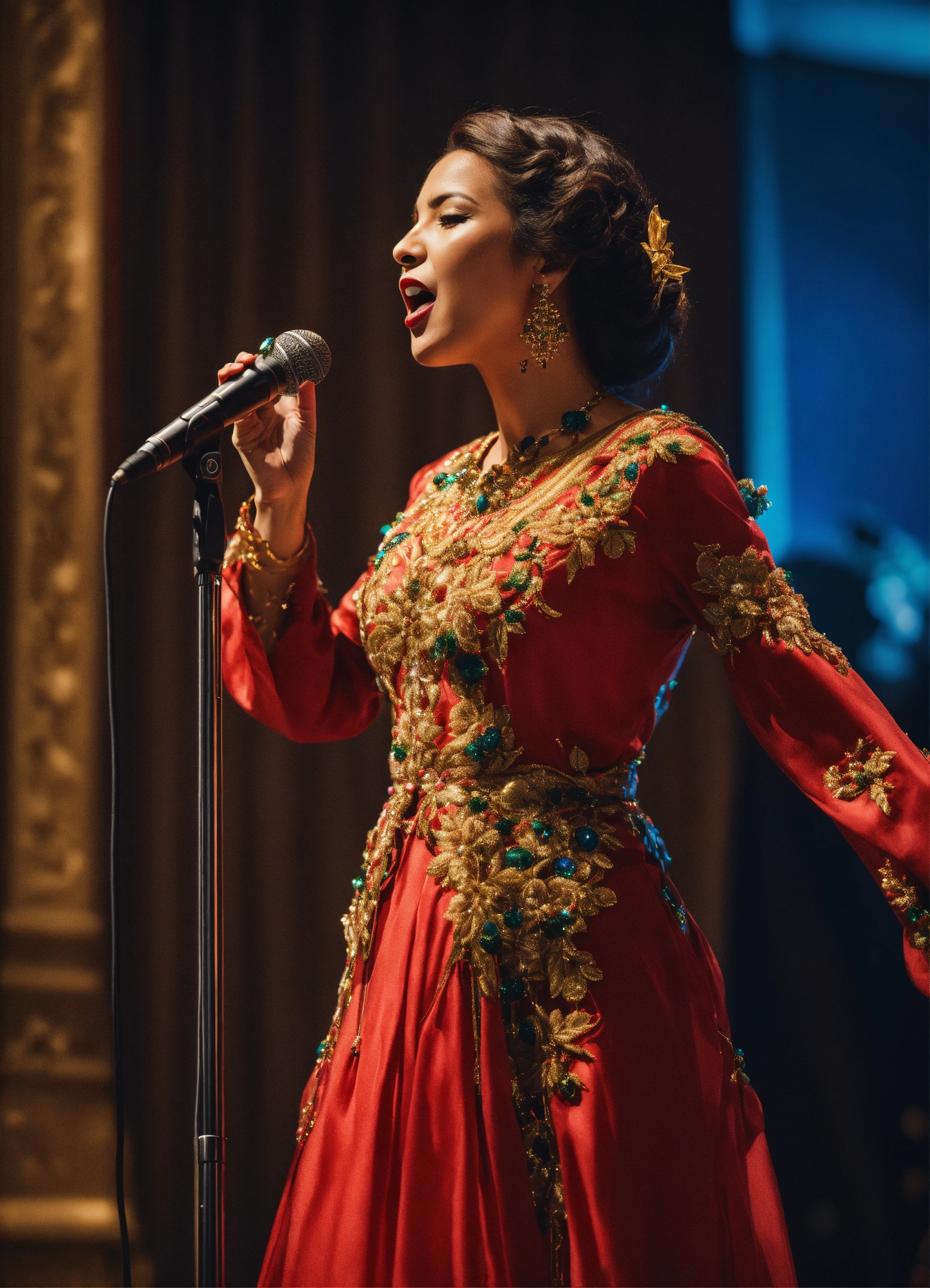 Lexica - A noble woman was singing standing in front of the microphone