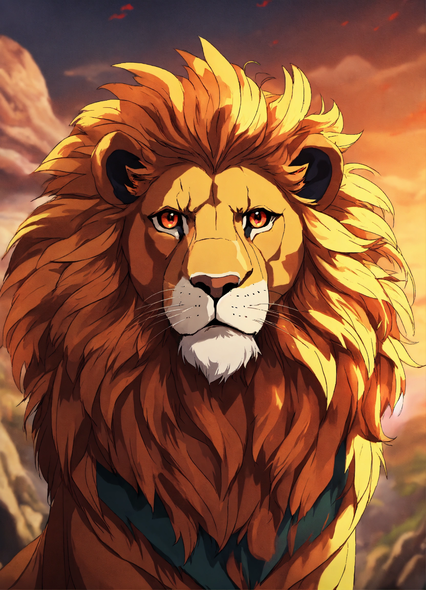 Lexica - Fierce lion as anime