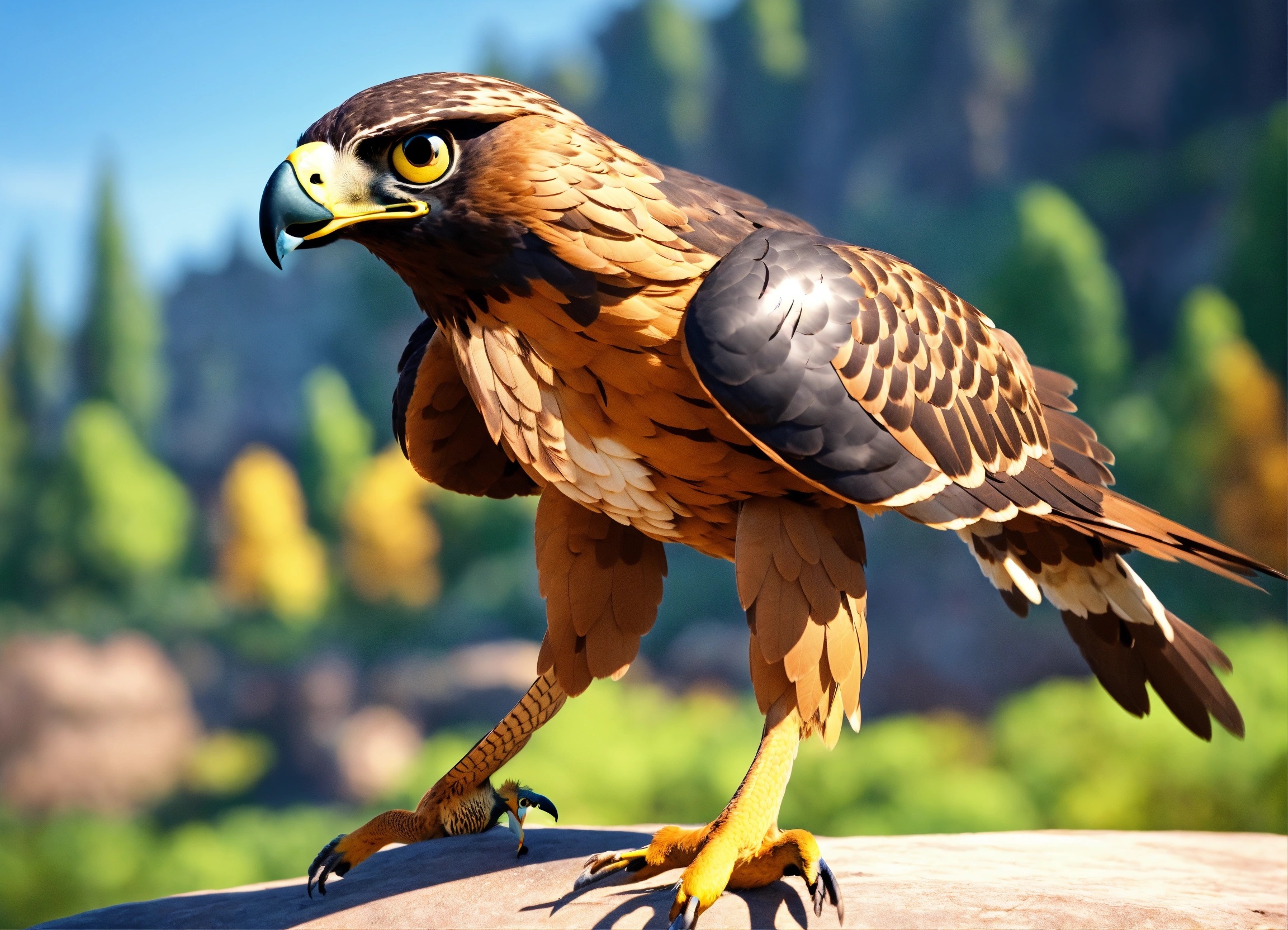 Lexica - ANIMATED HAWK FLYING, PIXAR STYLE, 3D, 4K, CLIPART, SHARP FOCUS