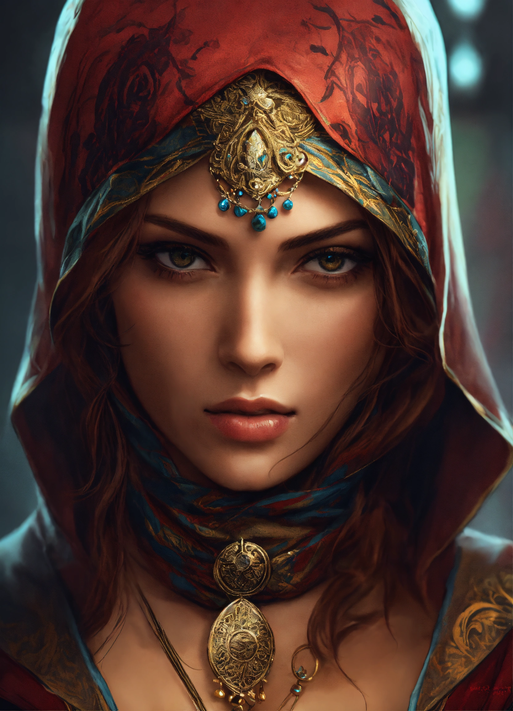 Lexica - Beautiful assassin woman, head covering