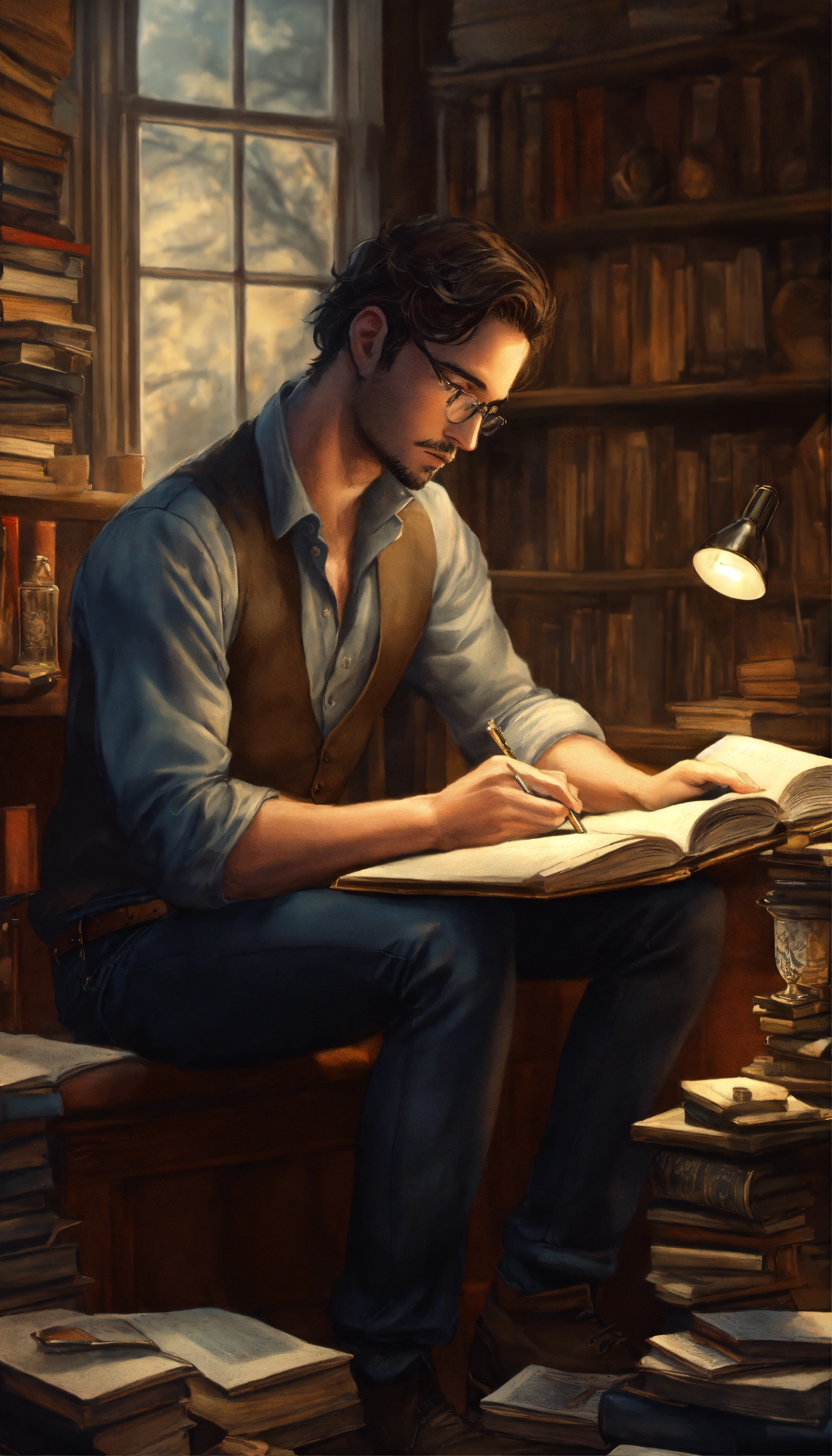 Lexica - A handsome male writer, with depression, beautiful ...