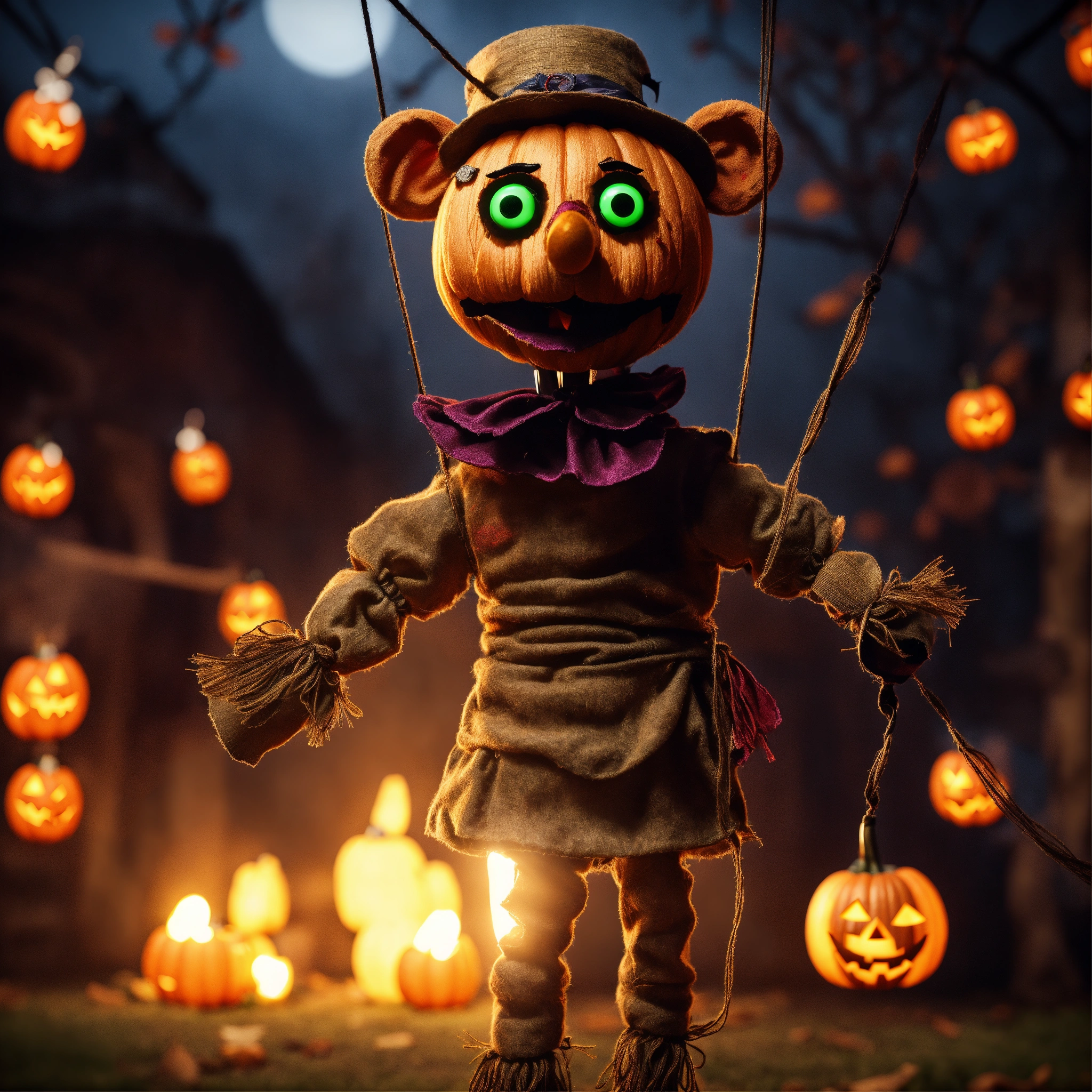 Lexica - Scary puppet on a string, halloween, unreal engine render, 8k
