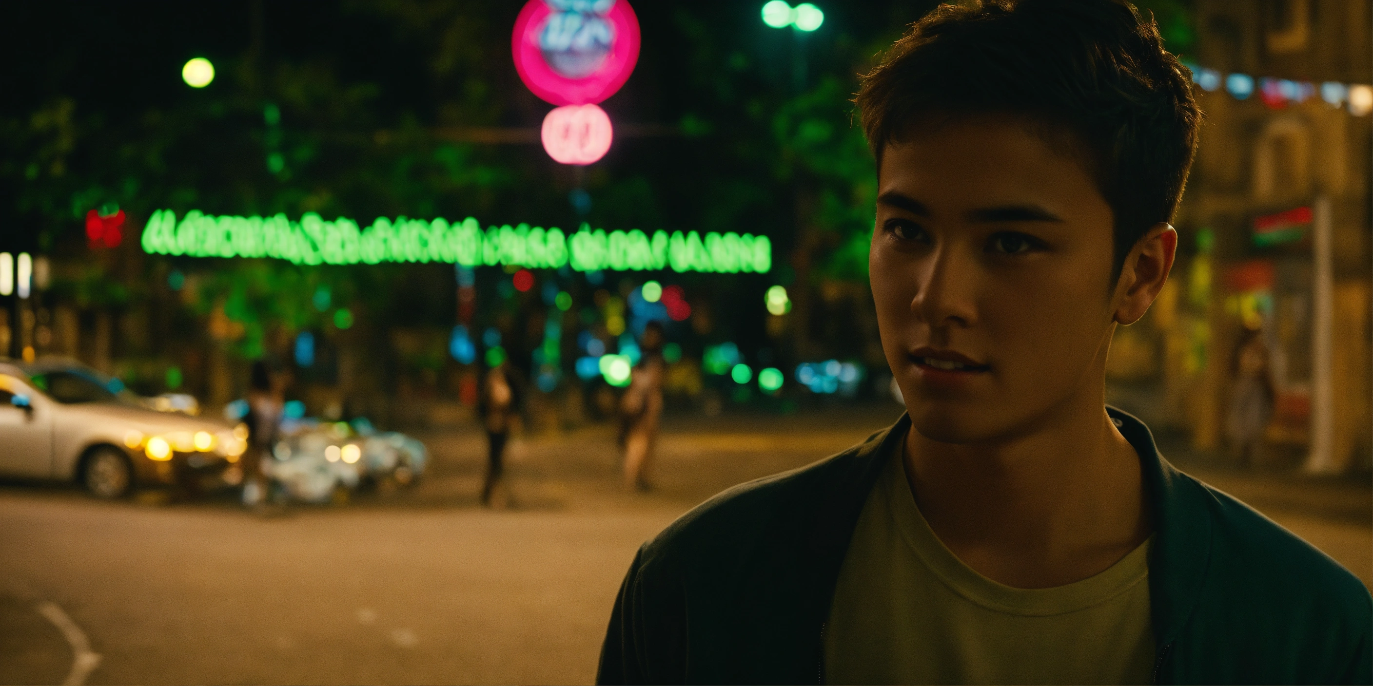 Lexica A Young Guy Standing On A Bustling Street Corner Looking At A