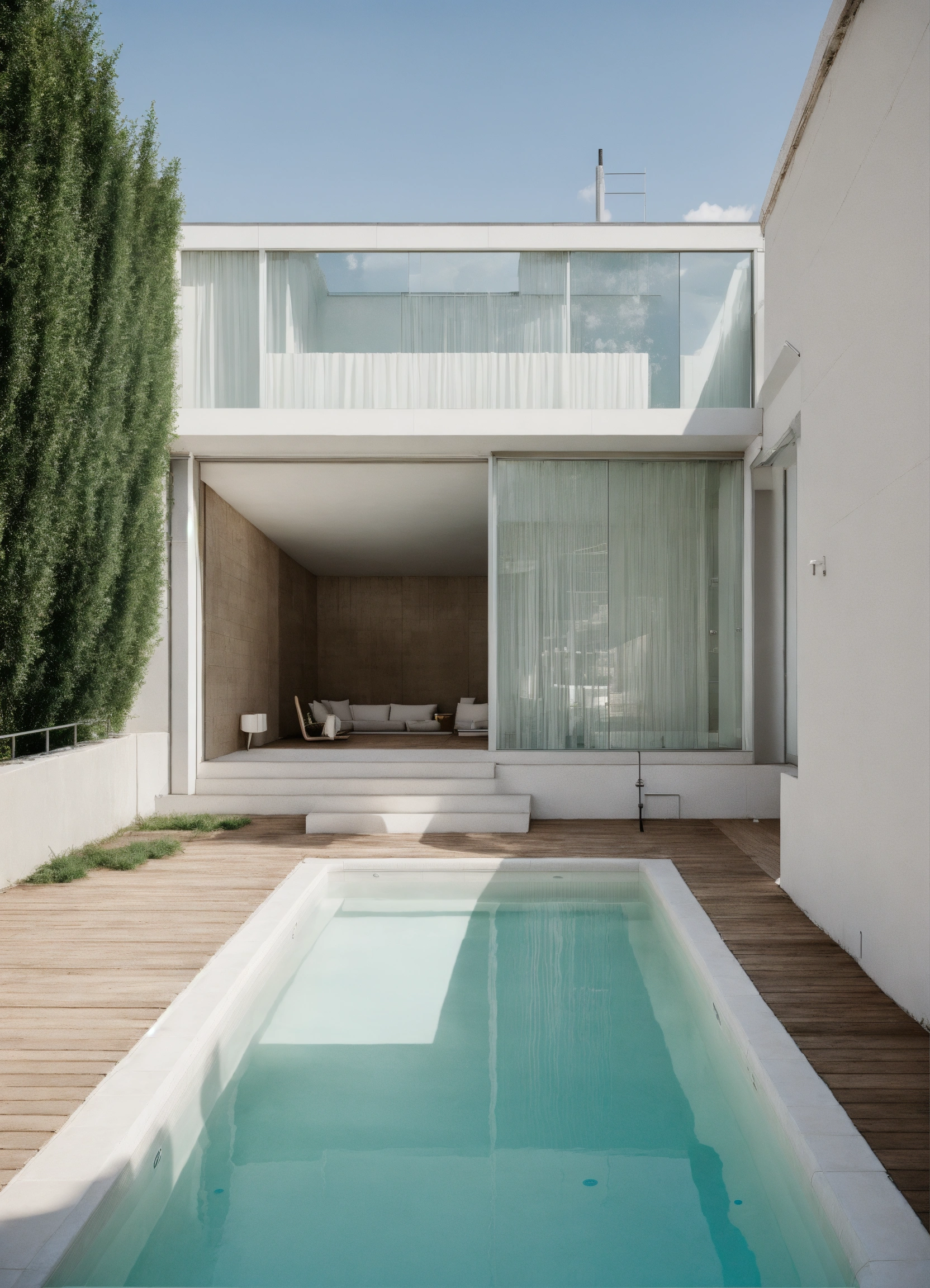Lexica - Outdoor swimming pool ussr interior design minimalism white color